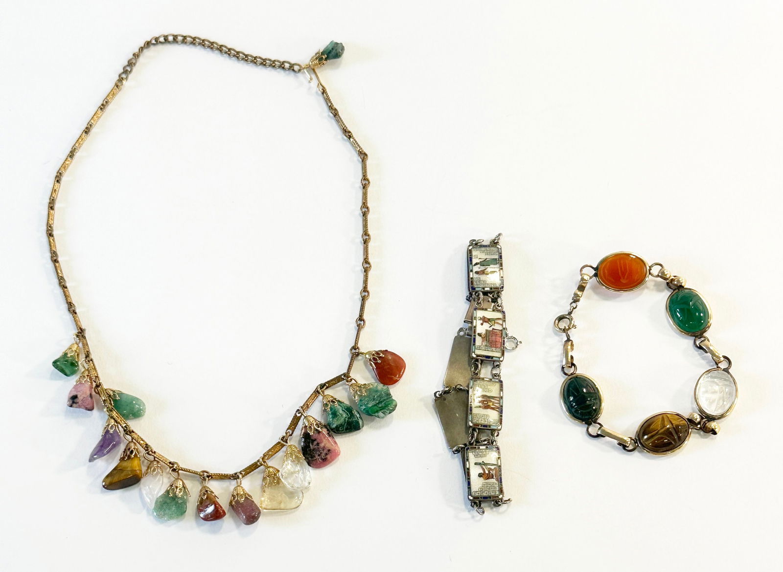Multi-Stone Necklace & Two Bracelets - 2