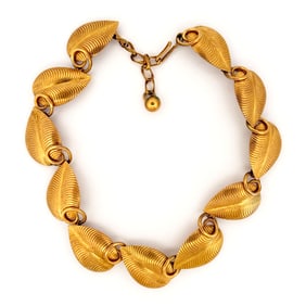 Napier Gold Tone Leaf Necklace, Pat. Pend.