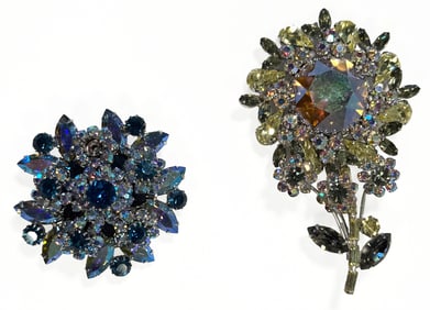 Two Vendome Rhinestone Brooches