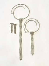 Rhinestone Mesh Necklace, Bracelet & Earrings Set