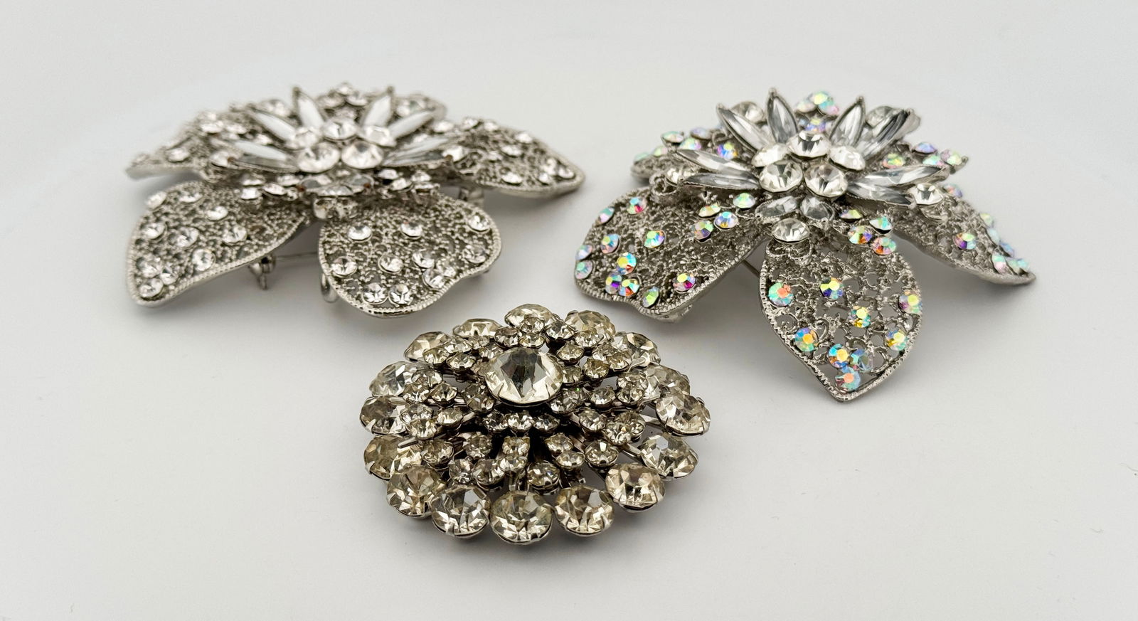 Three Rhinestone Brooches - 2