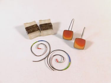 Three Pairs of Art Earrings