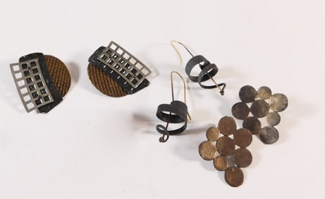 Three Pairs of Mixed Metal Earrings