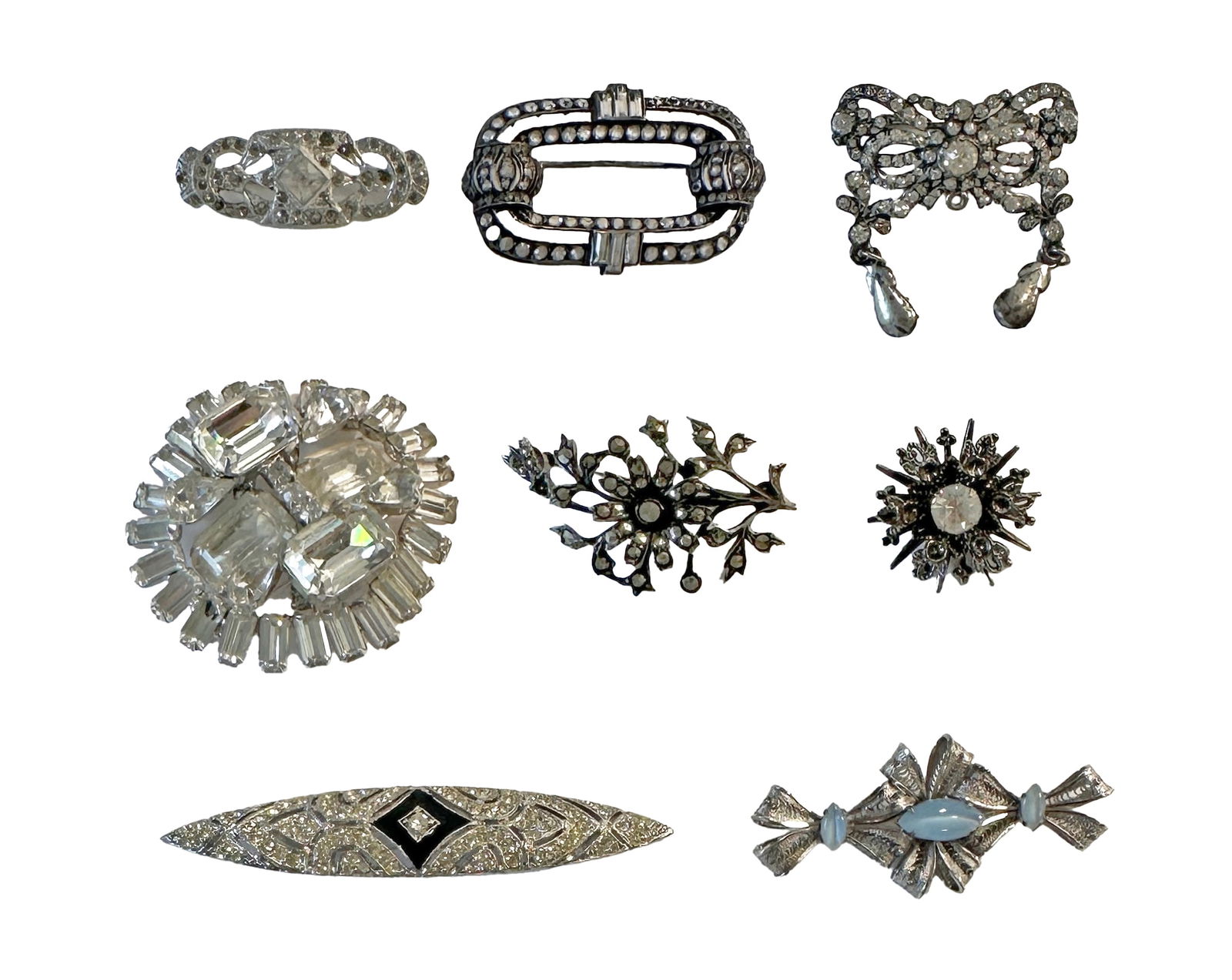 Eight Rhinestone Costume Brooches (1 of 3)