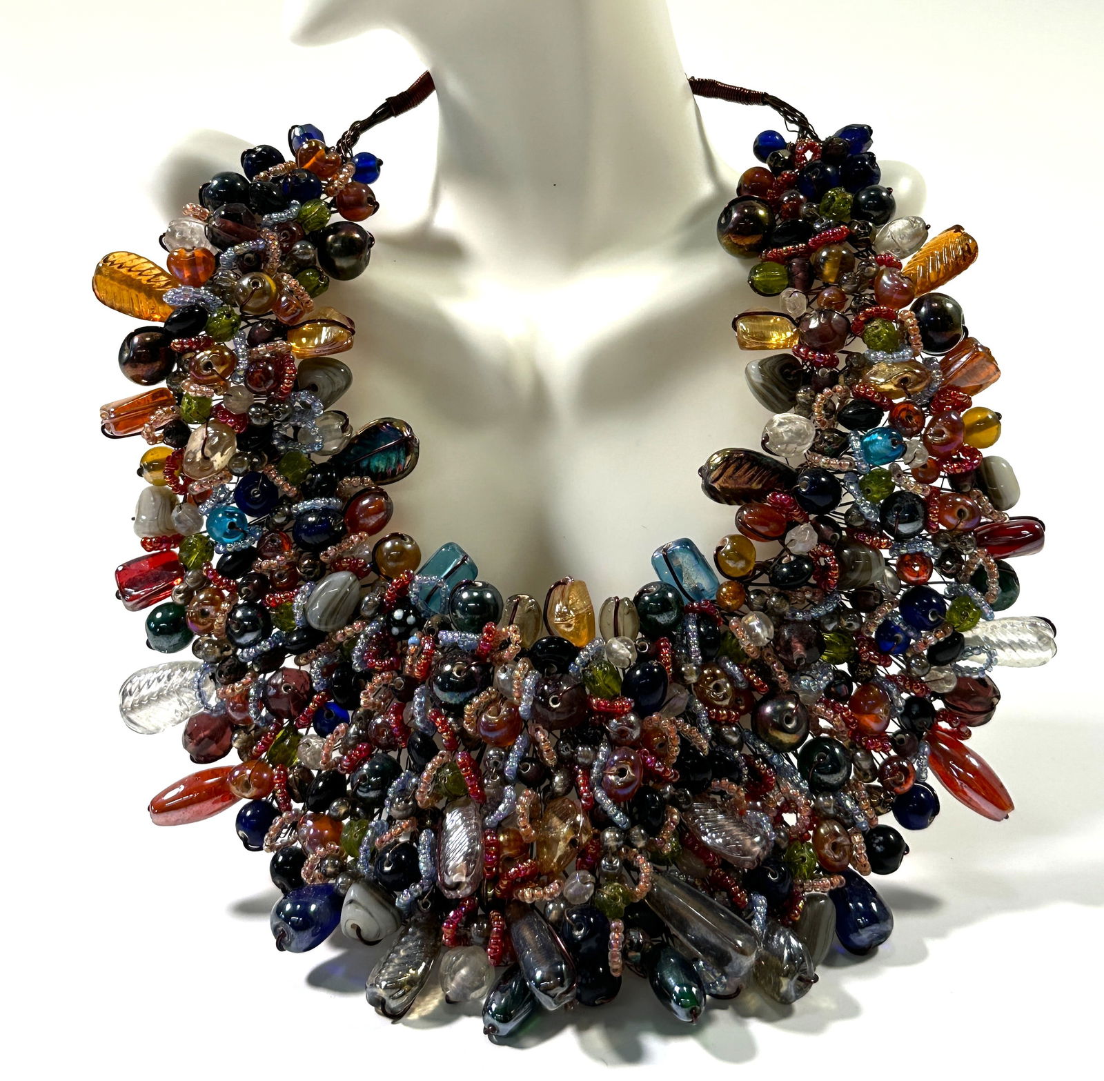 Two Multi-Color Beaded Bib Necklaces - 2