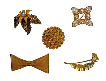 Vintage Costume Brooches, Set of Five
