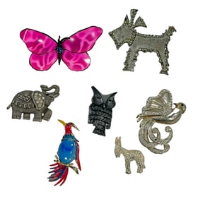 Group of Seven Animal Costume Brooches