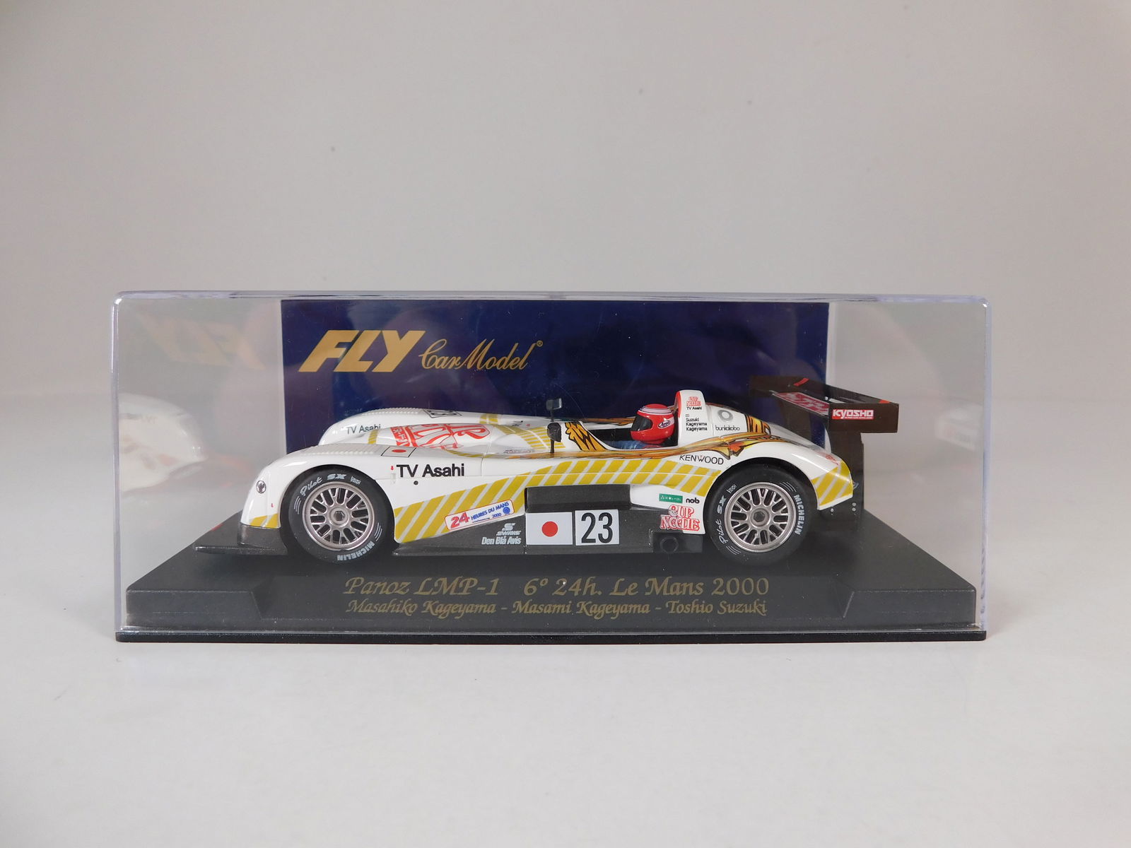 Fly Car Model Panoz LMP-1 24h. Le Mans 2000 #23: Fly Car Model Panoz LMP-1 6th 24h. Le Mans 2000 Kageyama - Suzuki #23 1/32 Slot Car. Reference #A99, with original case. Weight: 6.5 oz.