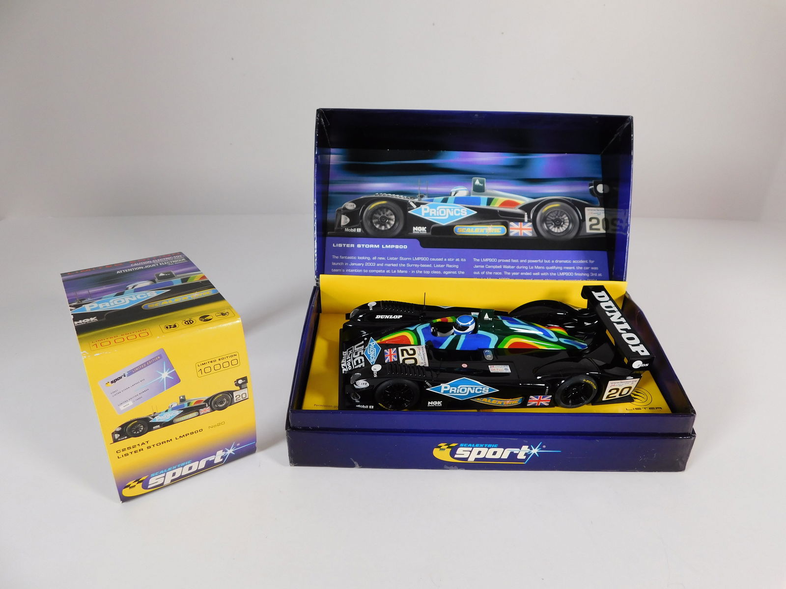 Scalextric Lister Storm LMP900 Le Mans 2003 #20: Scalextric Lister Storm LMP900 Le Mans 2003 #20 Dunlop 1/32 Slot Car. Reference #C2521AT, with original case.