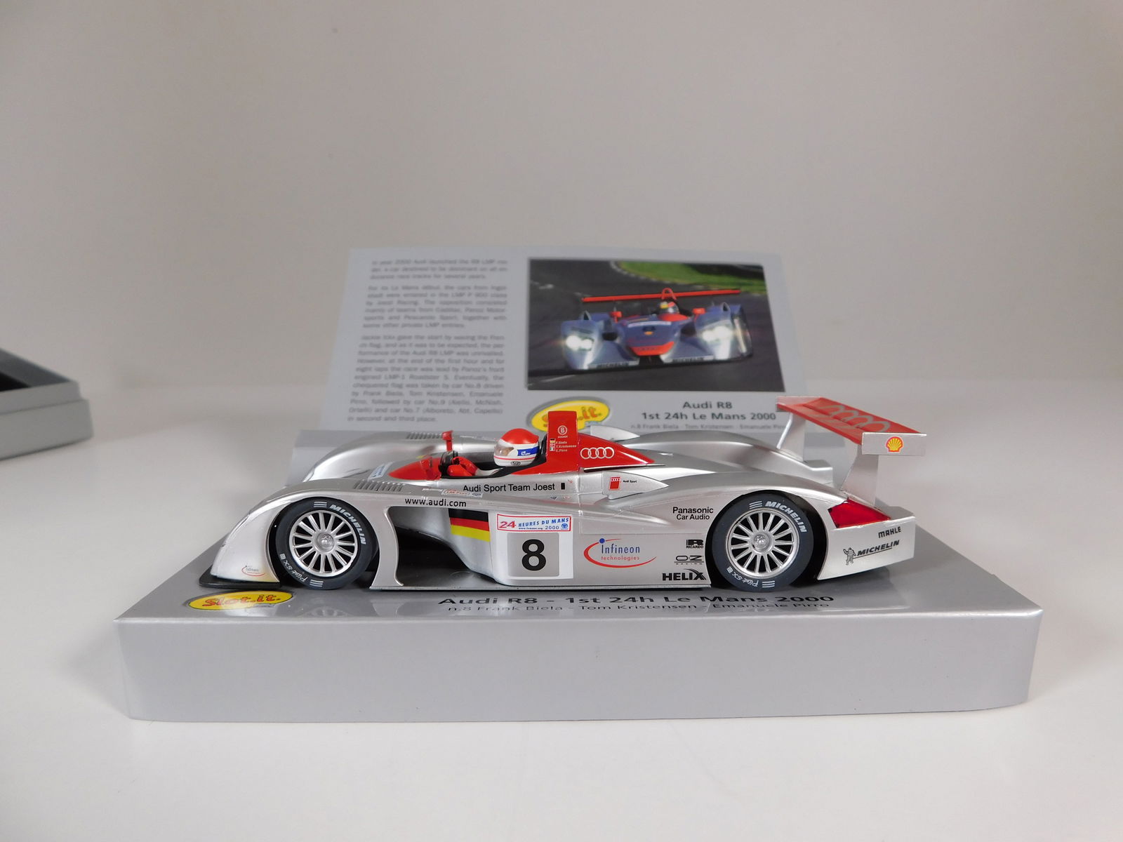 Slot.it Audi R8 LMP Le Mans 2000 #8: Slot.it Audi R8 LMP Le Mans 2000 1st Frank Biela Tom Kristen - Emanuele Pirro #8 1/32 Slot Car. Weight: 9.3oz. 