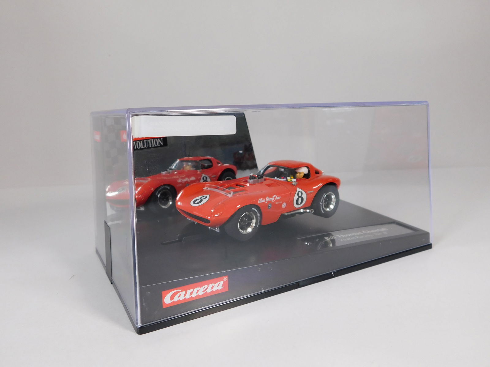 Carrera Evolution Bill Thomas Cheetah Yeakel Racing #8: Carrera Evolution Bill Thomas Cheetah Yeakel Racing #8 1/32 Slot Car. Reference #27413, with original case. Weight: 15.3 oz.