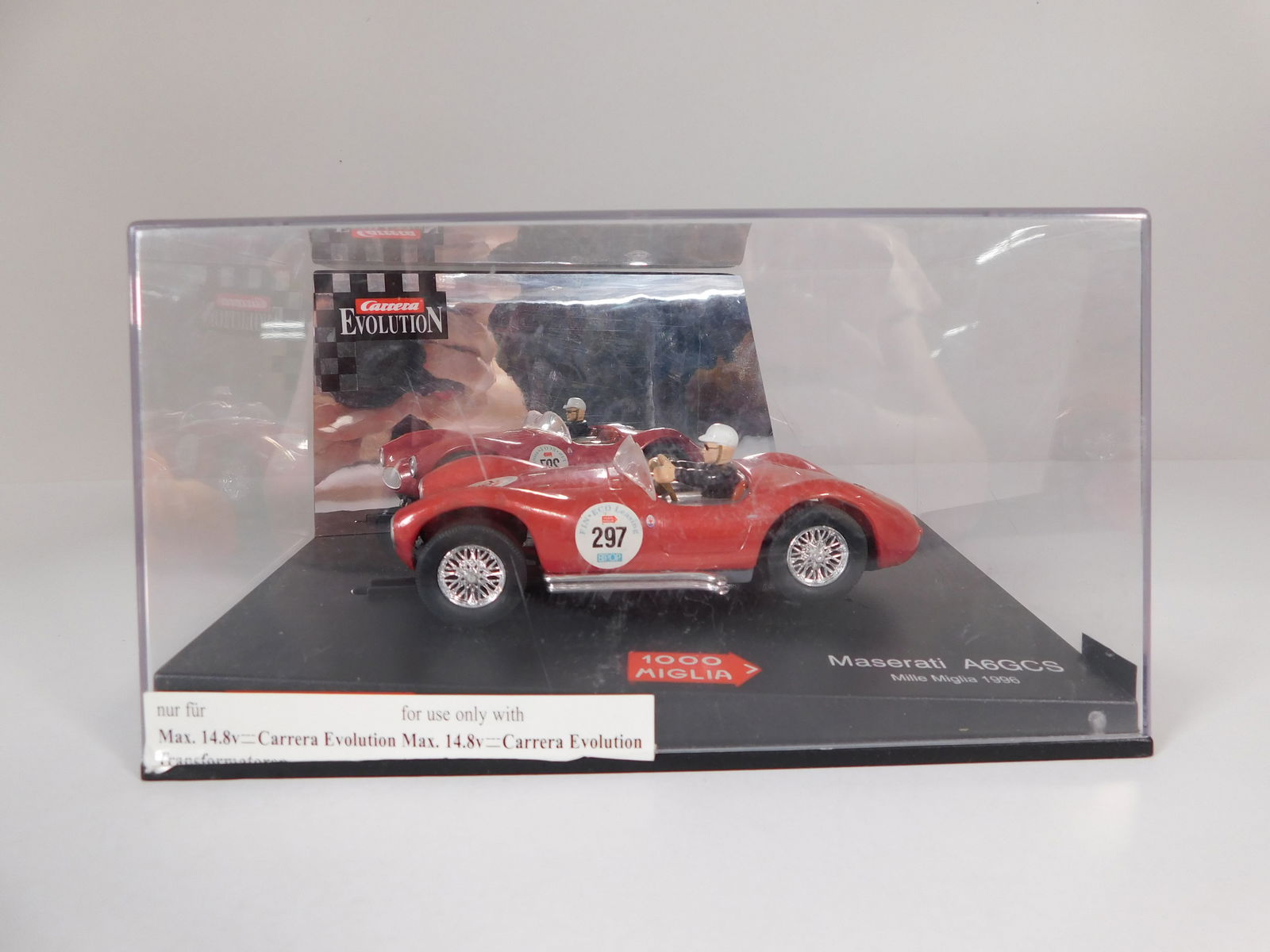Carrera Evolution Maserati A6GCS Mille Miglia 1996 #297: Carrera Evolution Maserati A6GCS Mille Miglia 1996 #297 1/32 Slot Car. Reference #25434, with original case. Weight: 11 oz.