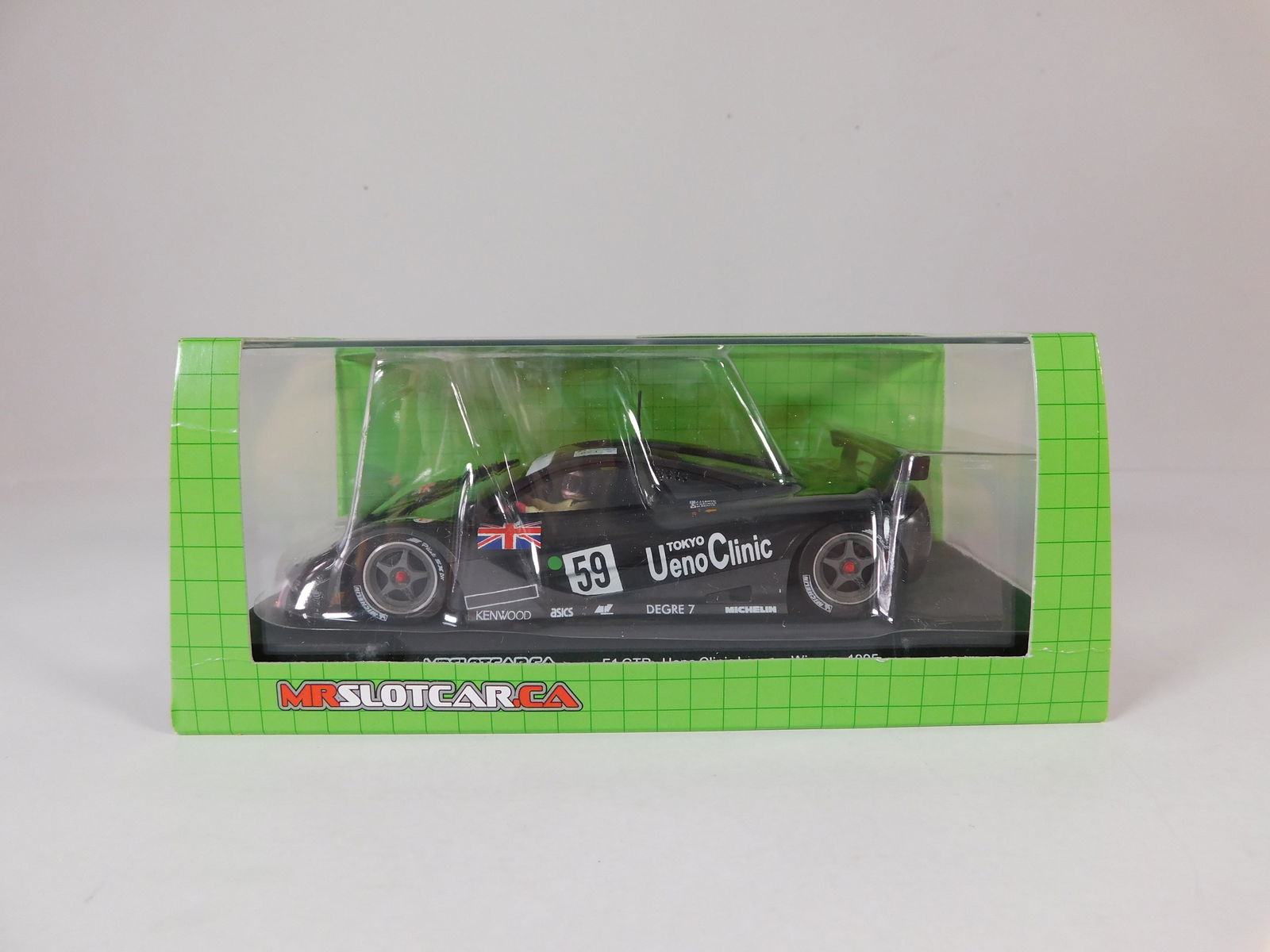 Mr.Slotcar McLaren F1 GTR LeMans Winner 1995 #59: Mr.Slotcar McLaren F1 GTR Tokyo Ueno Clinic MR1046 LeMans Winner 1995 #59 1/32, with original case. Weight: 7.9 oz. 