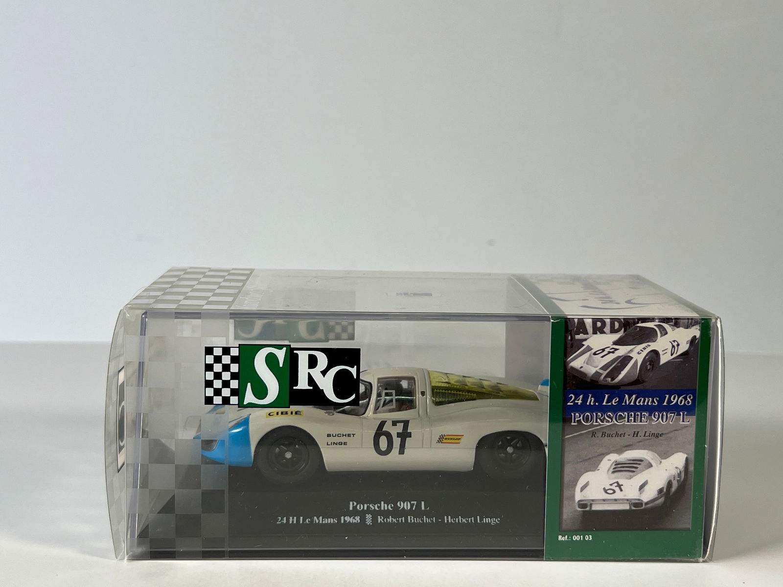 SRC Porsche 907L Le Mans 1968 #67: SRC Porsche 907L Le Mans 1968 Buchet - Linge #67 1/32 Slot Car, with original case. Case measures 7.25 inches in length and weighs 10 oz.