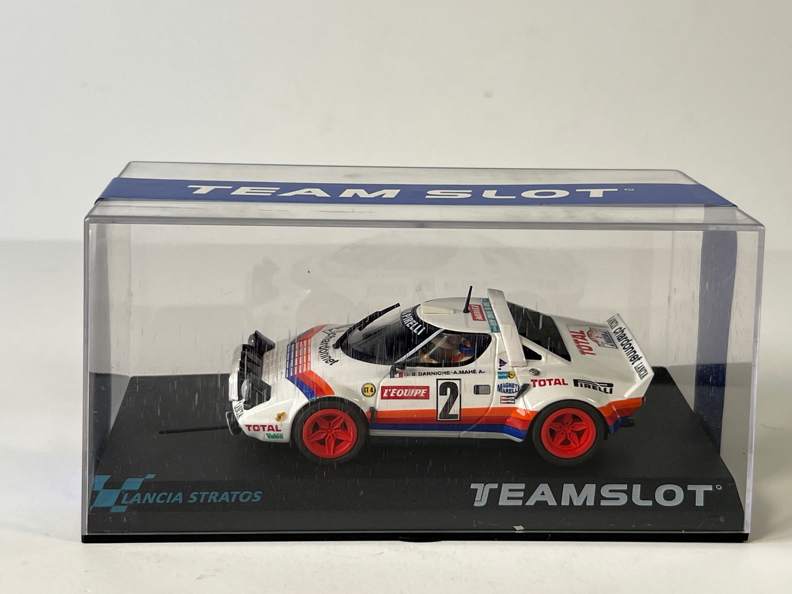 Team Slot Lancia Stratos Tour de France 1980 #2: Team Slot Lancia Stratos Tour de France 1980 #2 Total 1/32 Slot Car. Reference #11513, with original case. 
