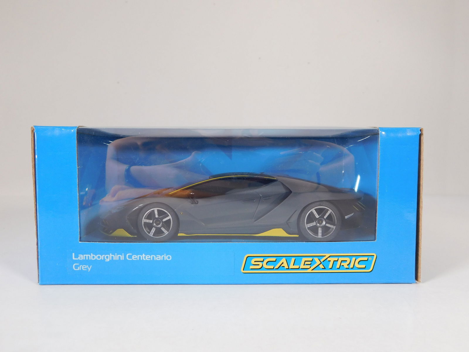 Scalextric Lamborghini Centenario Grey: Scalextric Lamborghini Centenario Grey 1/32 Slot Car. Reference #C3961, with original case. 