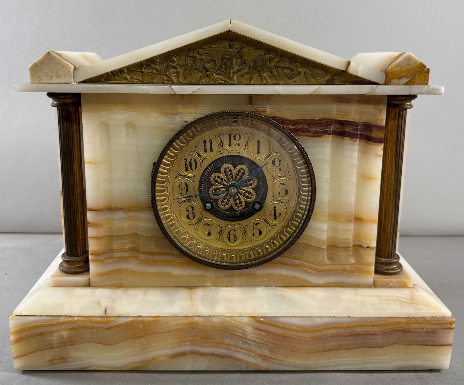 19th Century American Onyx & Alabastar Case Mantle Clock (1 of 6)