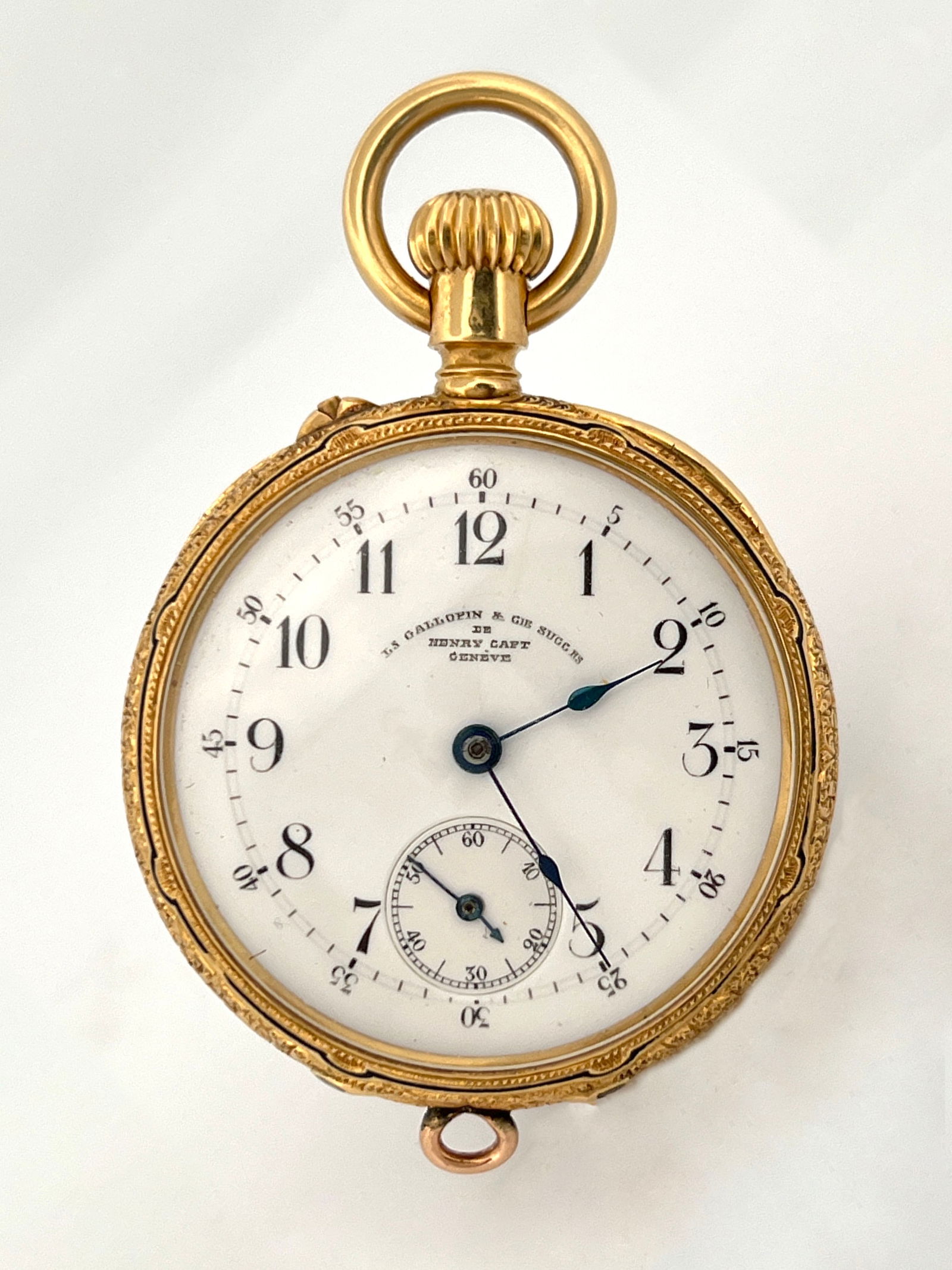 L.S. Gallopin & Co. Gold Pocket Watch with Enamel Case (1 of 7)