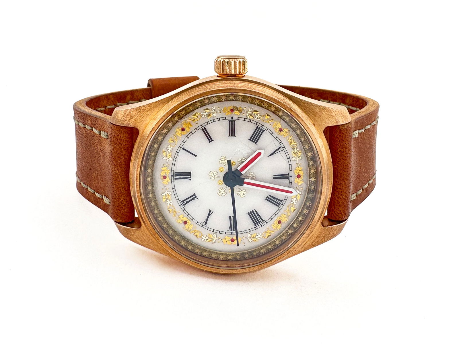 Swiss Oak Leaf Pocket Watch Dial Automatic Wristwatch in Bronze Case (1 of 3)