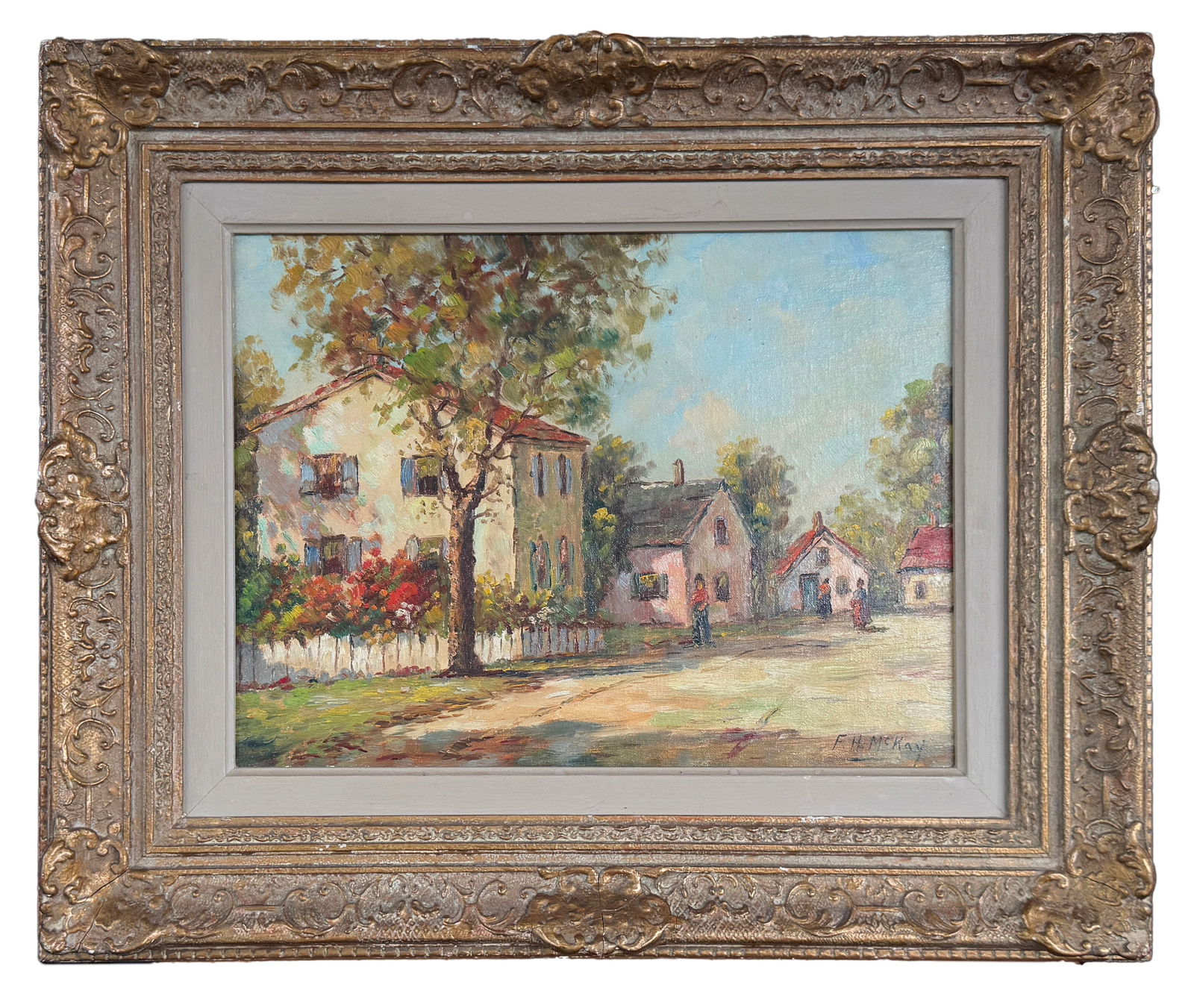 Oil on Board by C Hjalmar Cappy Amundsen: Oil on board painting by C Hjalmar Cappy Amundsen (American, 1911-2001), (also known as F.H. "Cappy" McKay), signed F.H. McKay lower right.Frame Dimensions: 20" x 23