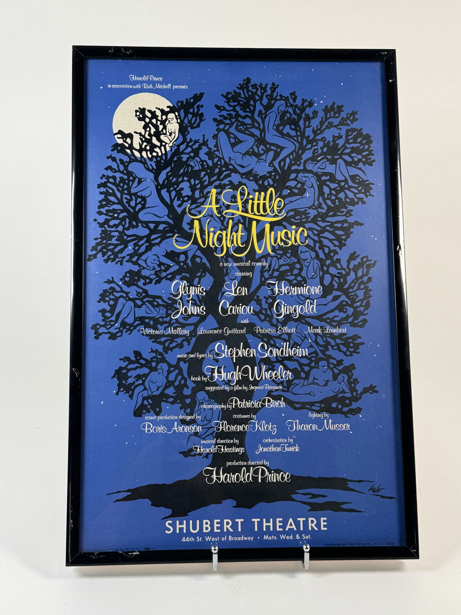 "A Little Night Music" Shubert Theatre Poster, 1973: Framed poster for "A Little Night Music" at the Shubert Theatre, 1973. Dimensions: 22 3/4 x 14 3/4 inches. Framed in black.