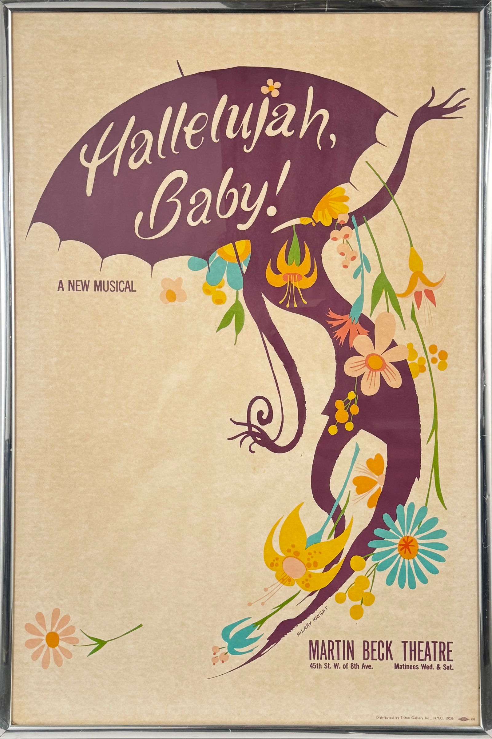 "Hallelujah, Baby!" Musical Poster, Martin Beck Theatre: Framed poster for the musical "Hallelujah, Baby!" at the Martin Beck Theatre. Dimensions: 39 x 26 inches.