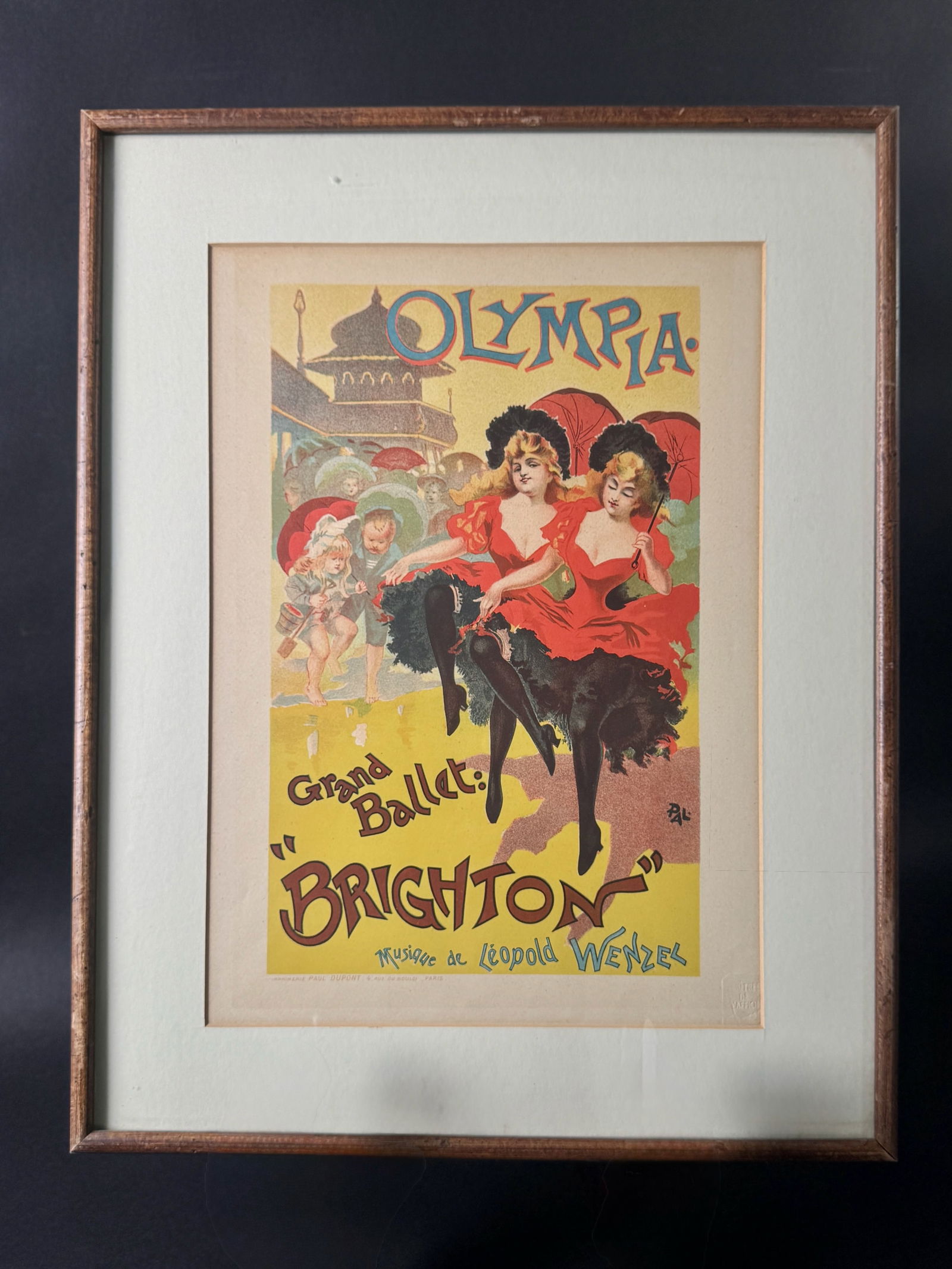 Olympia, Grand Ballet: "Brighton" Poster: Framed poster for Olympia's Grand Ballet 'Brighton'. Frame: 19 x 15 inches. Print: 14 x 10 inches. Embossed stamp lower-right.