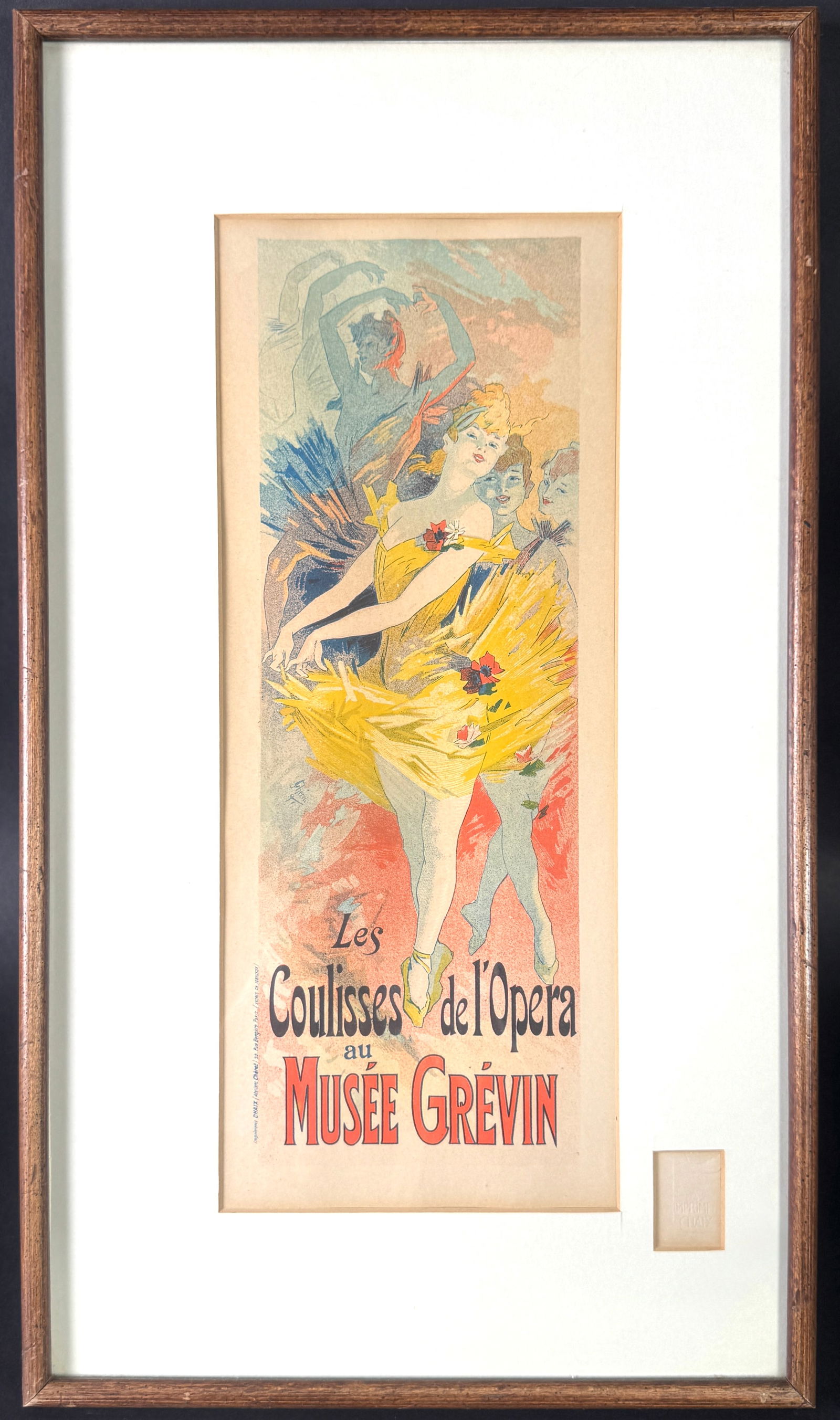 Les Coulisses de l'Opera au MusÃ©e Grevin Print: Framed print of "Les Coulisses de l'Opera au Musée Grevin." Embossed stamp lower-right. Frame measures 20.25 x 11.75 inches; print measures 14.25 x 5.75 inches. 