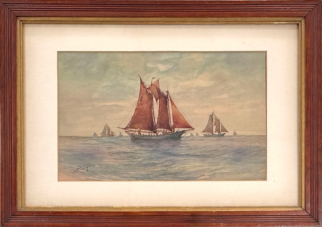 Framed Watercolor, Milton James Burns: Watercolor painting by Milton James Burns (American, 1853-1933).Frame dimensions: 18 x 13 inches Sight dimensions: 11 x 8 inches.