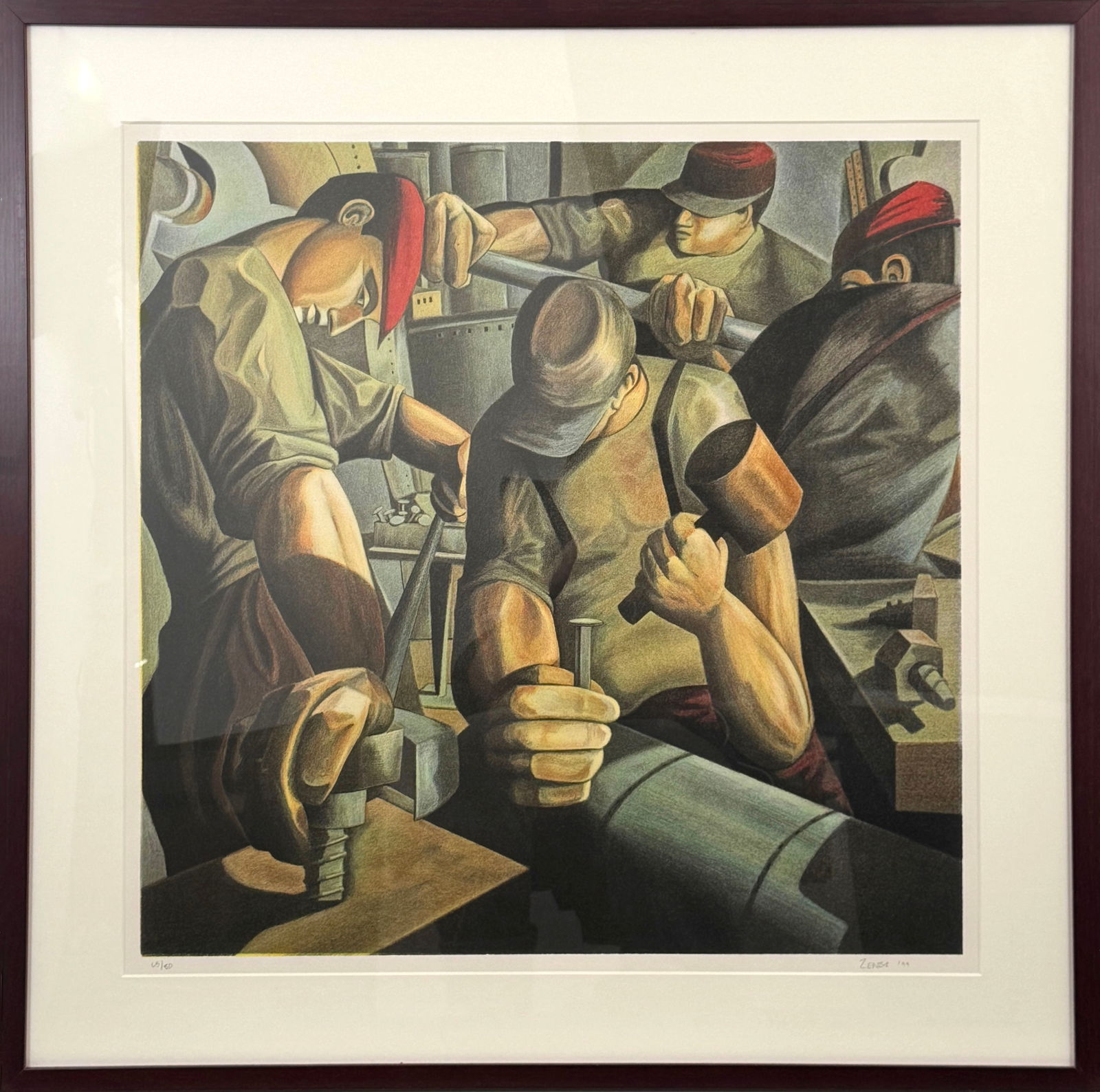 Eric Zener, "The Workers" Framed Lithograph