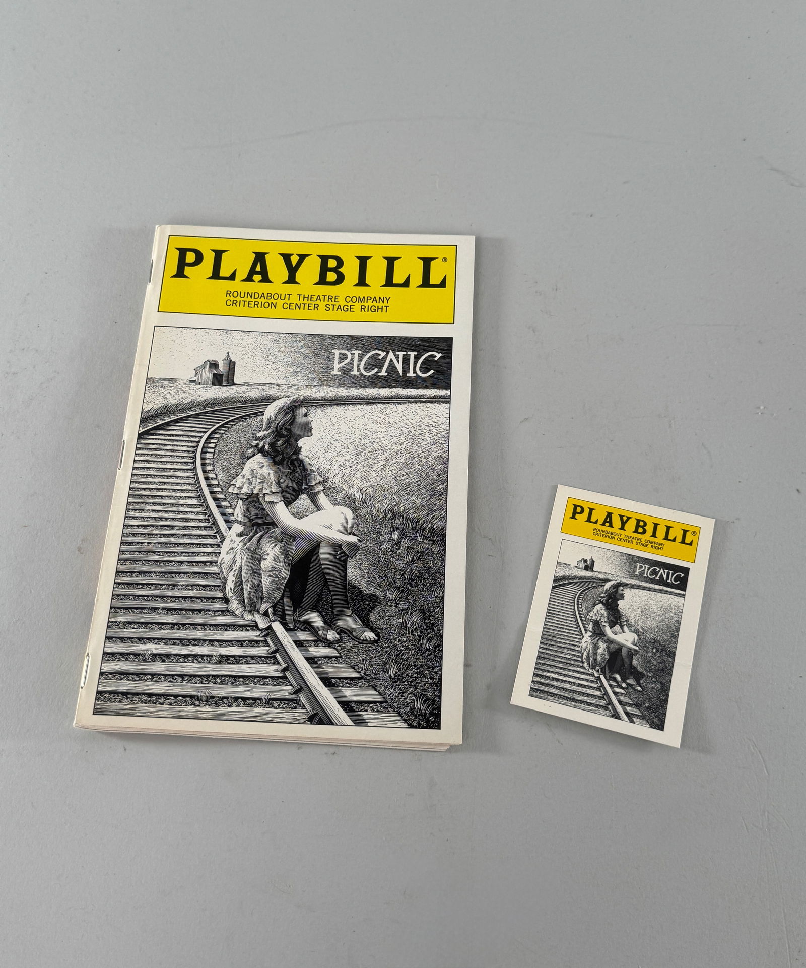 Playbill: Roundabout Theatre Company, Criterion Center: Playbill for the Roundabout Theatre Company at the Criterion Center. Features black and white imagery. Dimensions: 8.5 x 5.5 inches.