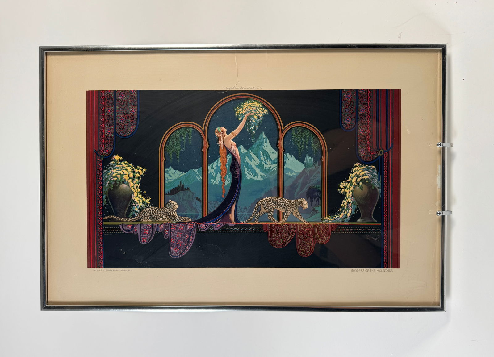 Frederick Packer Print, Goddess of the Mountains: Frederick L. Packer (1886-1956). Art Deco print titled "Goddess of the Mountains." Signed in the plate along the lower right. Printed title along the lower right; "Copyright by Morris