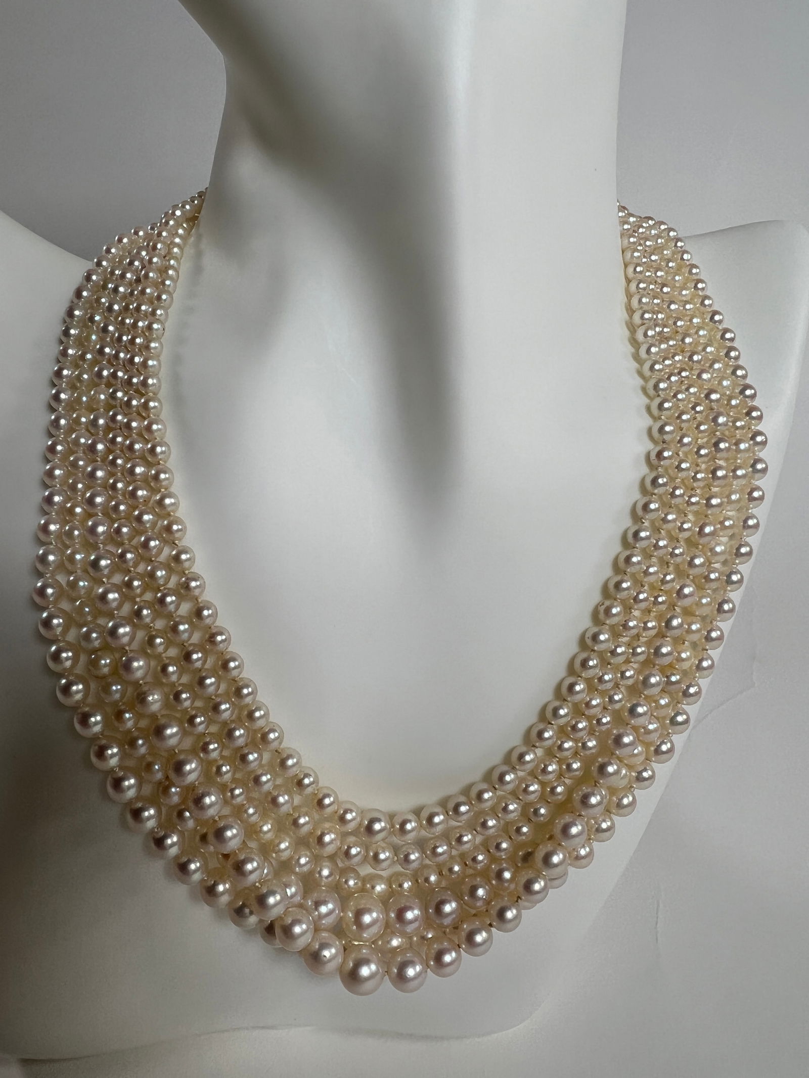 Multi-Strand Pearl Necklace - 7