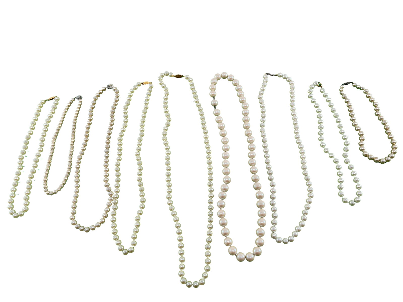Group of Nine Simulated Pearl Necklaces (1 of 5)