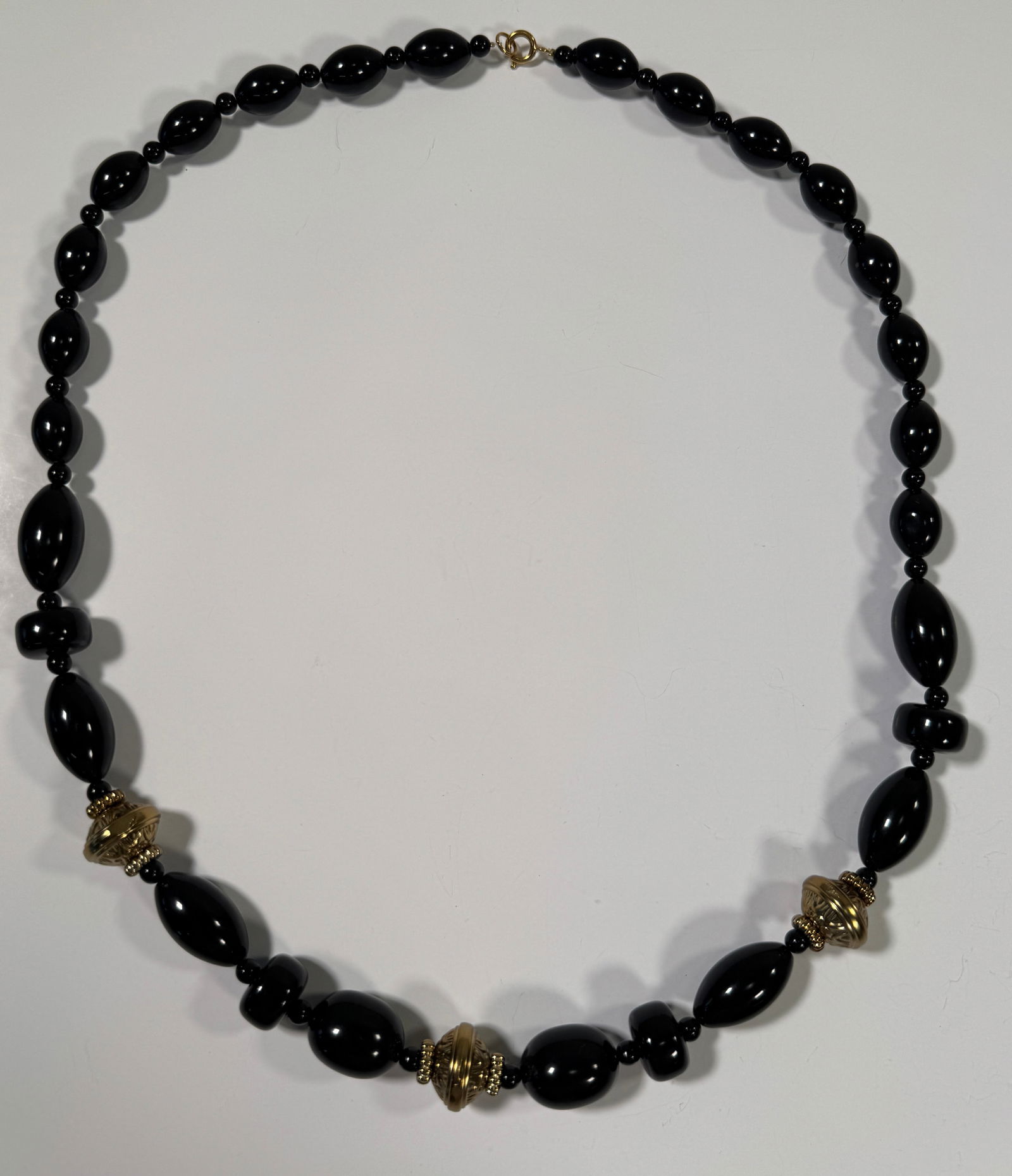 Black Bead Necklace with Gold Tone Accents (1 of 3)