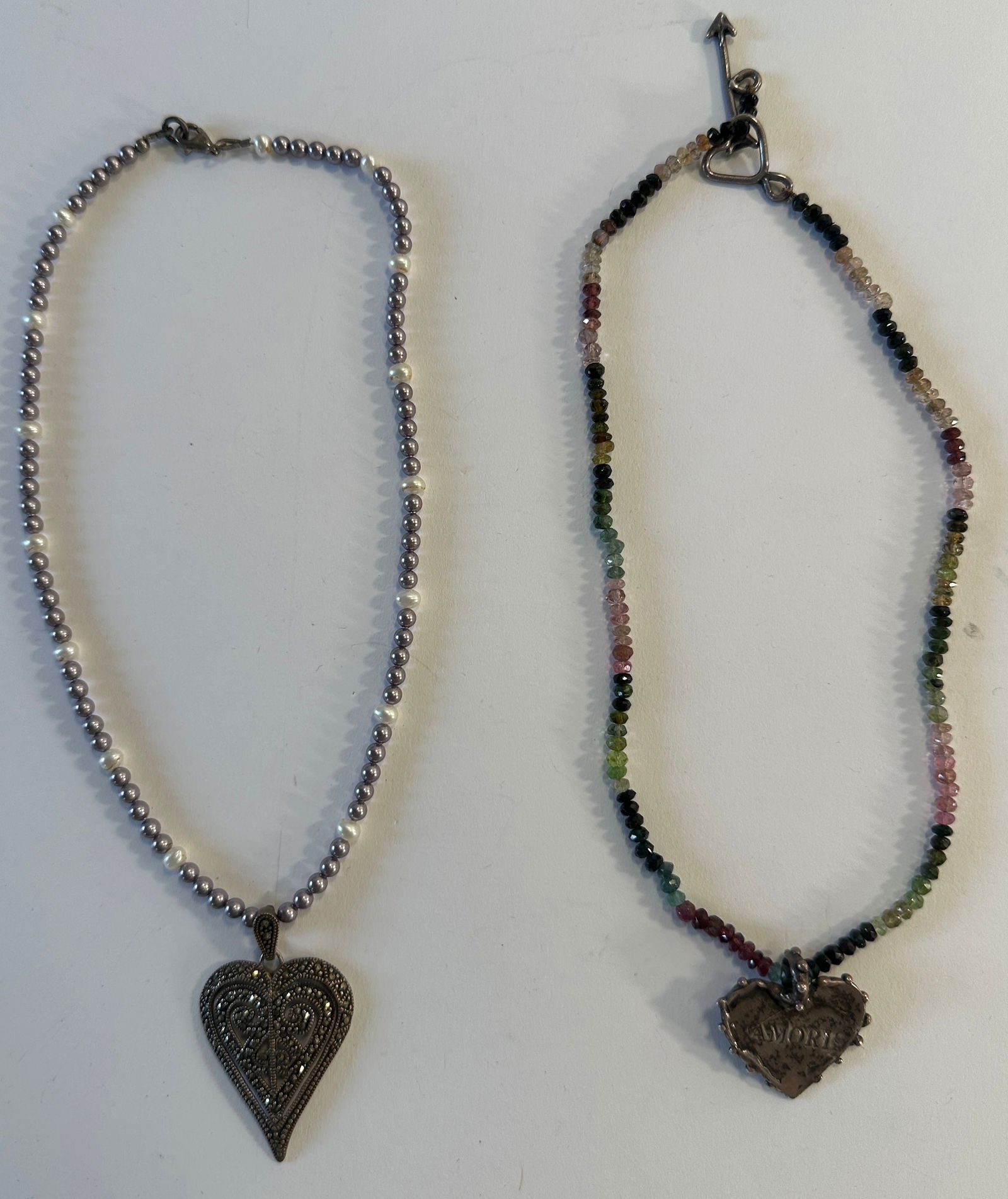 Two Sterling Silver Heart Pendant Necklaces (1 of 5)