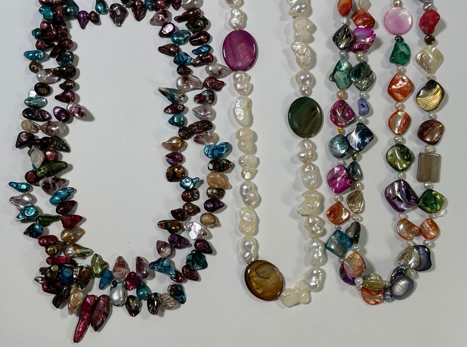 Five Beaded Necklaces with Pearls and Shells - 2