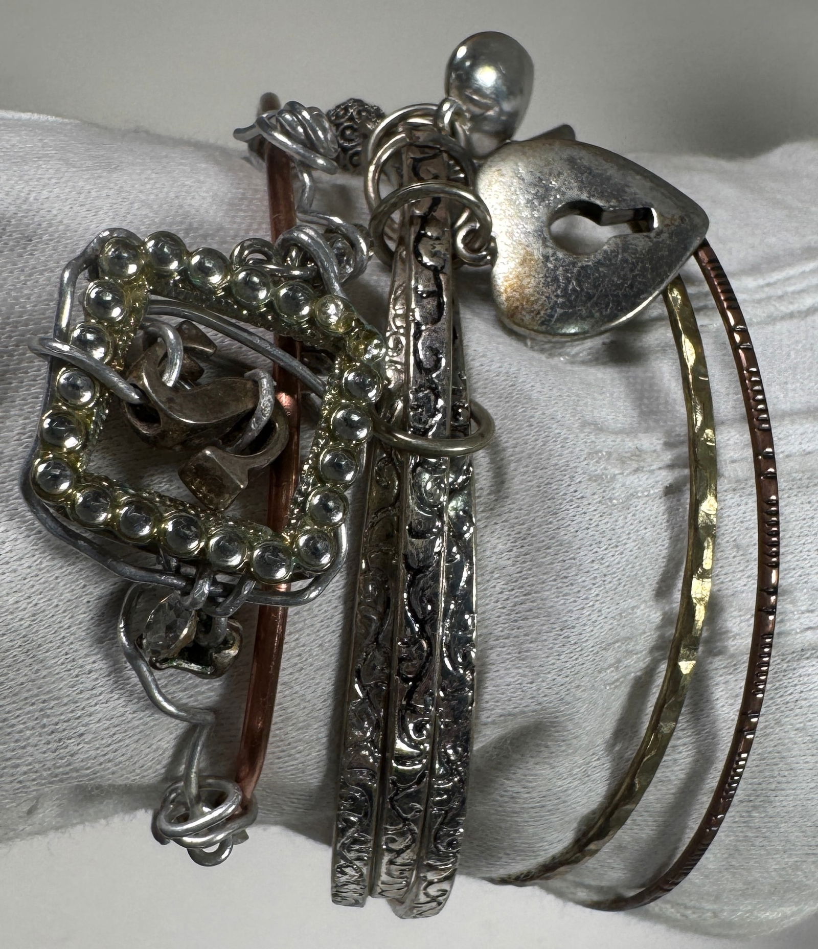 Group of Assorted Metal Bangles - 6