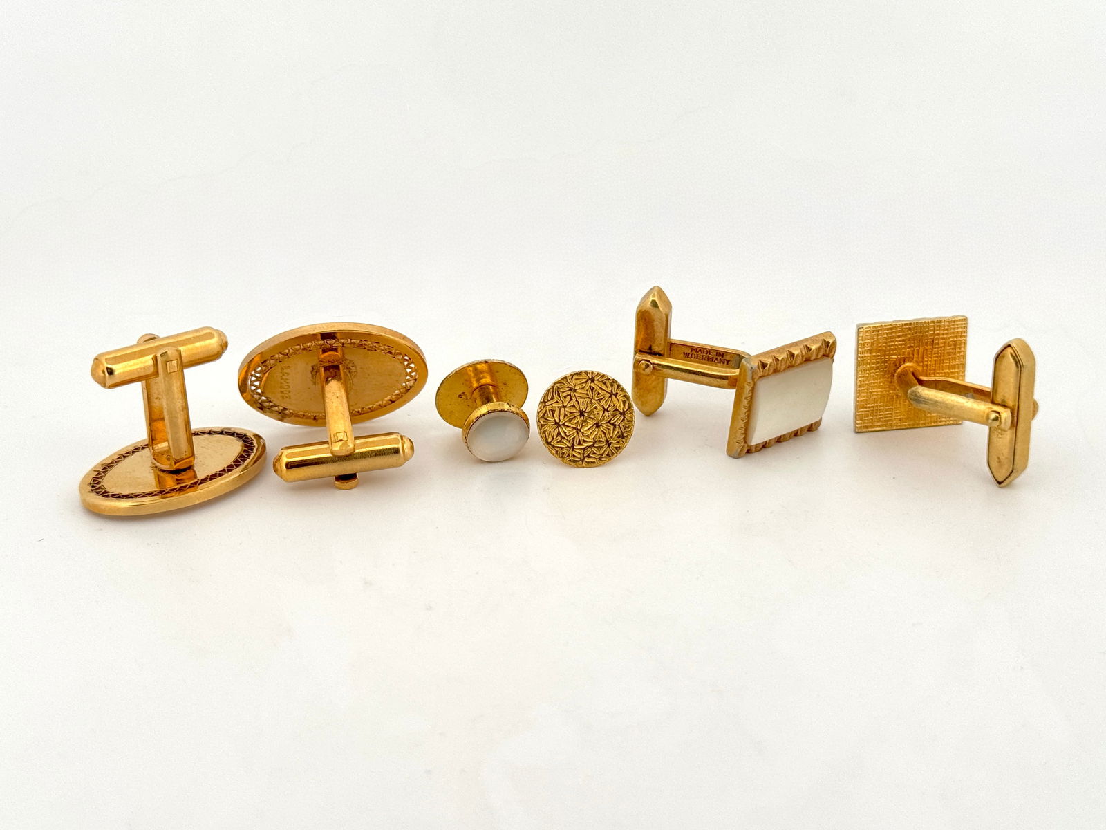 Gold Tone Cufflink and Button Set - 3