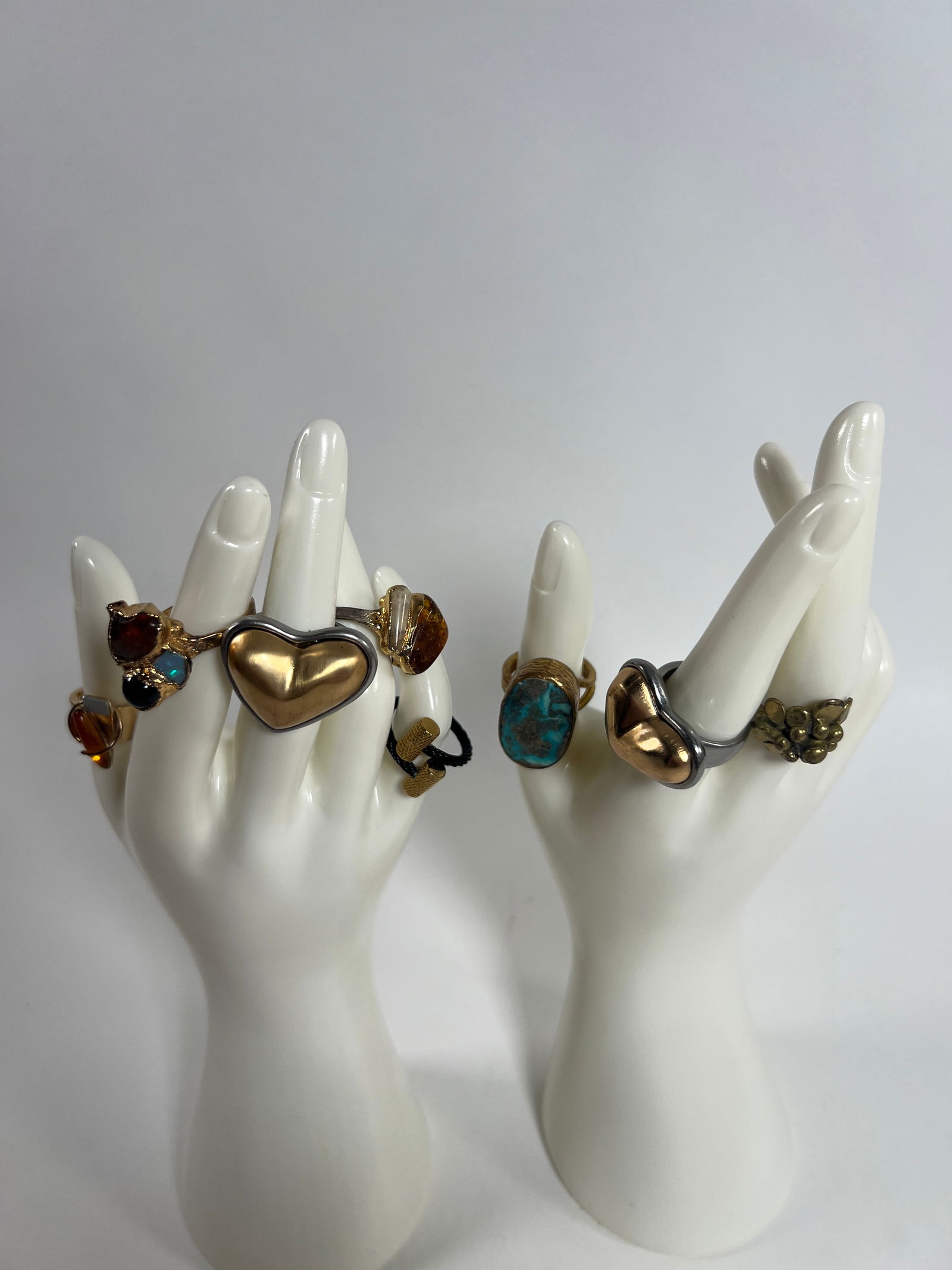 Costume Rings - Chico's and others: Lot of costume rings, some marked Chico's. Various styles and materials. Weight: 3.1 oz. Sizes: 9, 9, 8.5, 8, 8, 9, 8, 7 approx. 