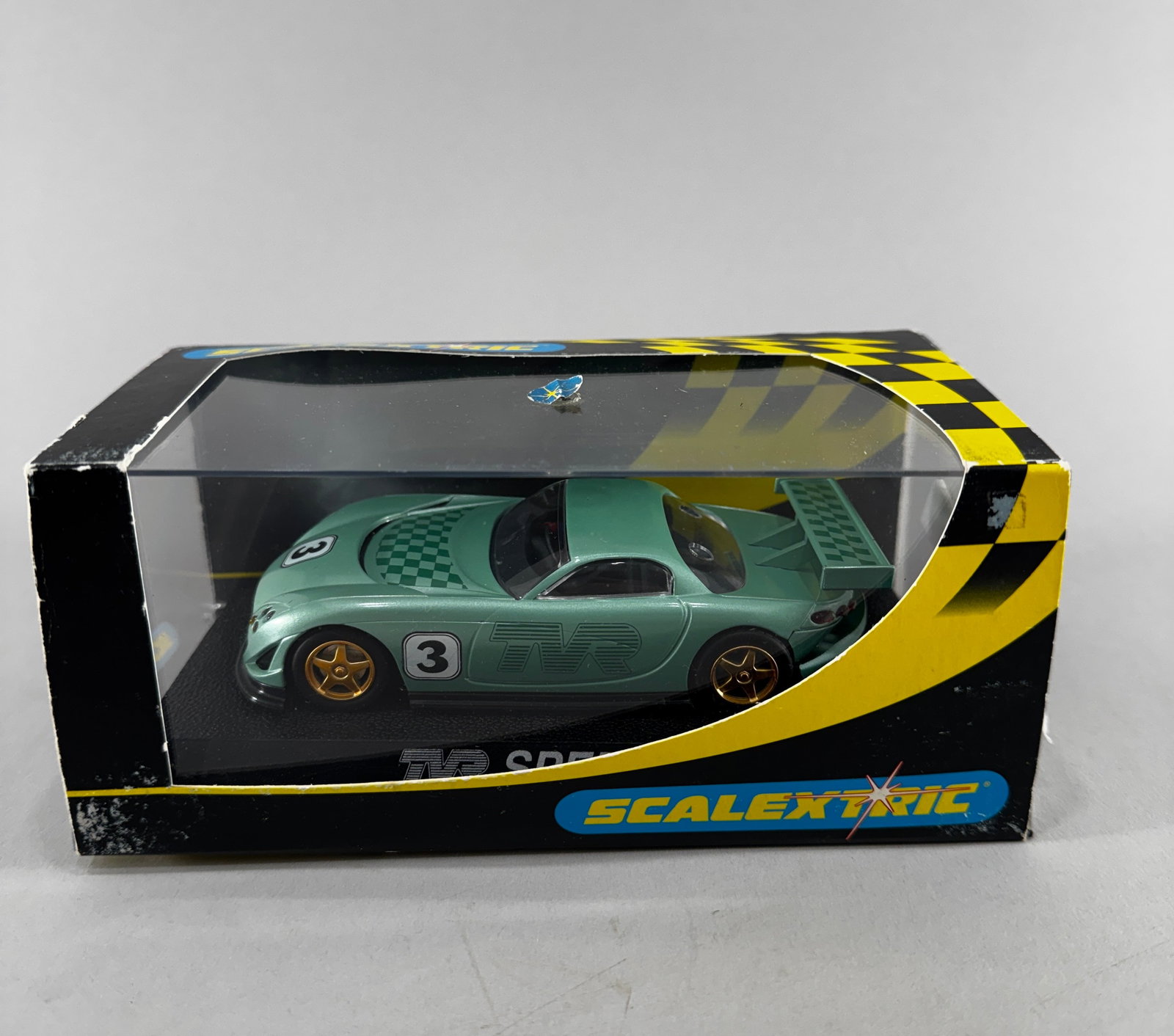 Scalextric TVR Speed 12 Collector Centre Special Edition #3: Scalextric TVR Speed 12 Collector Centre Special Edition #3 1/32 Slot Car, with original case. Weight: 8 oz.