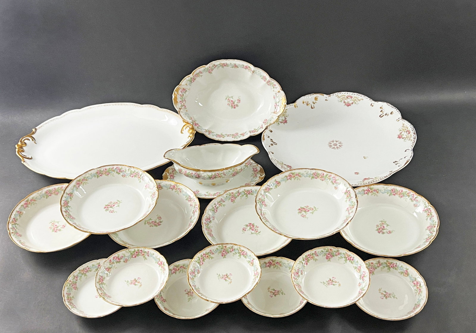 Limoges Porcelain Group: Weight: 12lb 10.9oz. Largest item: 16''.