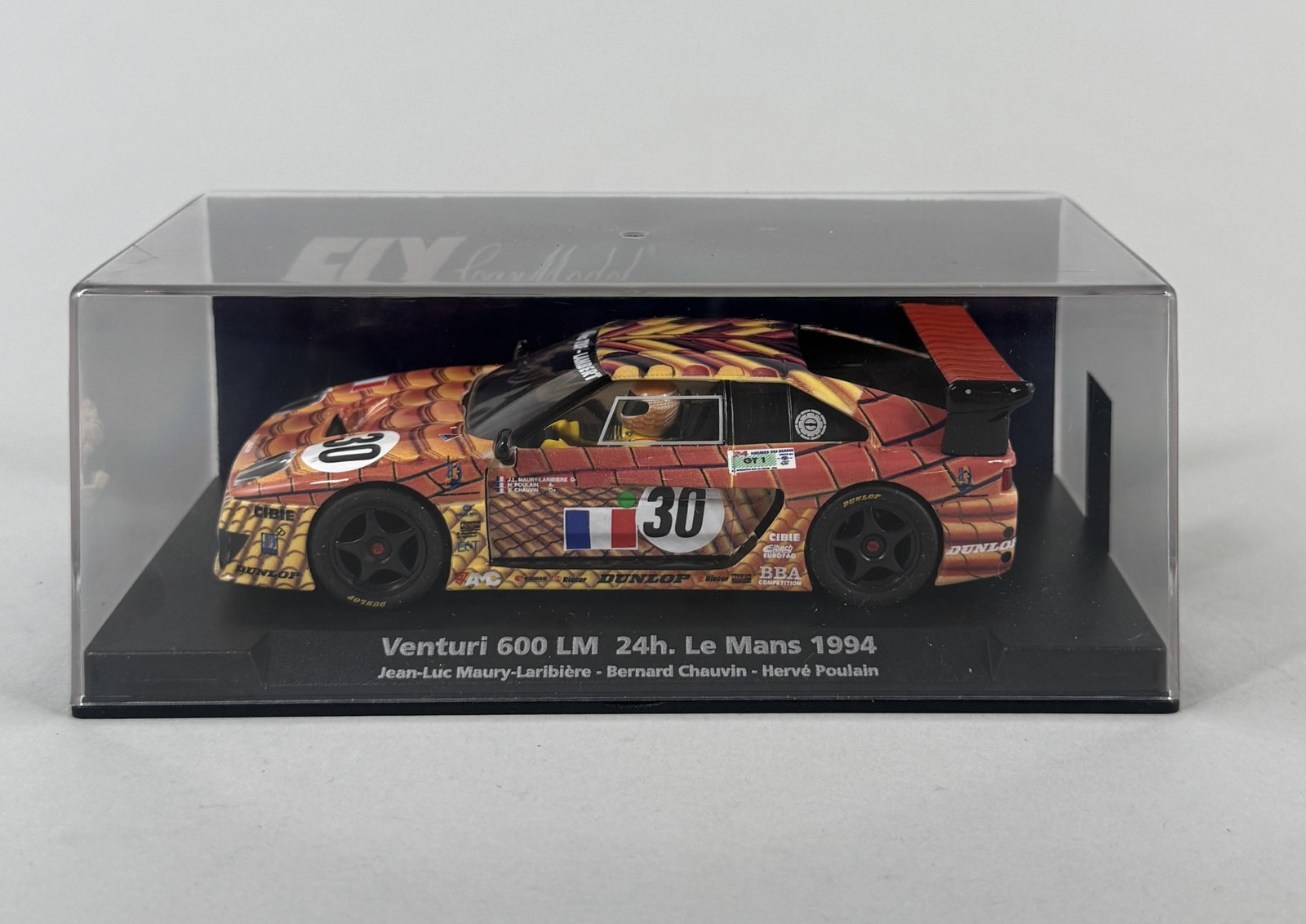 Fly Car Model Venturi 600 LM 24h. Le Mans 1994 #30: Fly Car Model Venturi 600 LM 24h. Le Mans 1994 #30 1/32, in original packaging. Weight 9 oz. Dimensions: 3'' x 6.5'' x 3.25''. 
