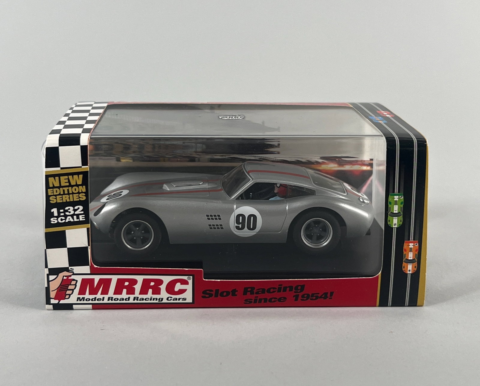MRRC MO-46A RTR #90: MRRC MO-46A RTR #90 1/32 slot car. The item is in its original packaging. Weight: 8oz. Dimensions: 3.25'' x 6'' x 3.5''. 