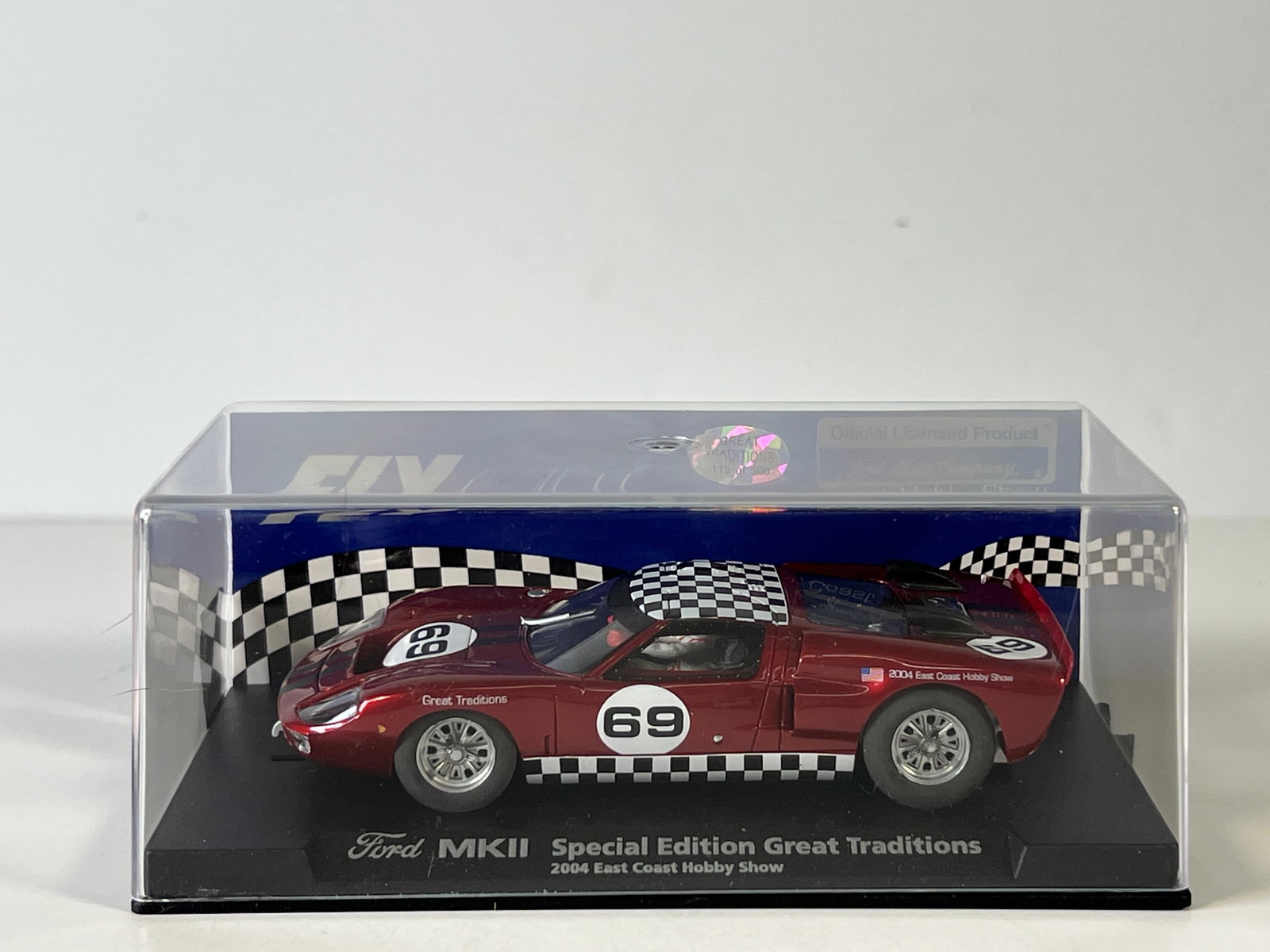 Fly Car Model Ford MKII Special Edition Great Traditions 2004 East Coast Hobby Show #69: Fly Car Model Ford MKII Special Edition Great Traditions 2004 East Coast Hobby Show #69 1/32 Slot Car, E-182. Reference #96044, with original case. Weight: 6 oz.