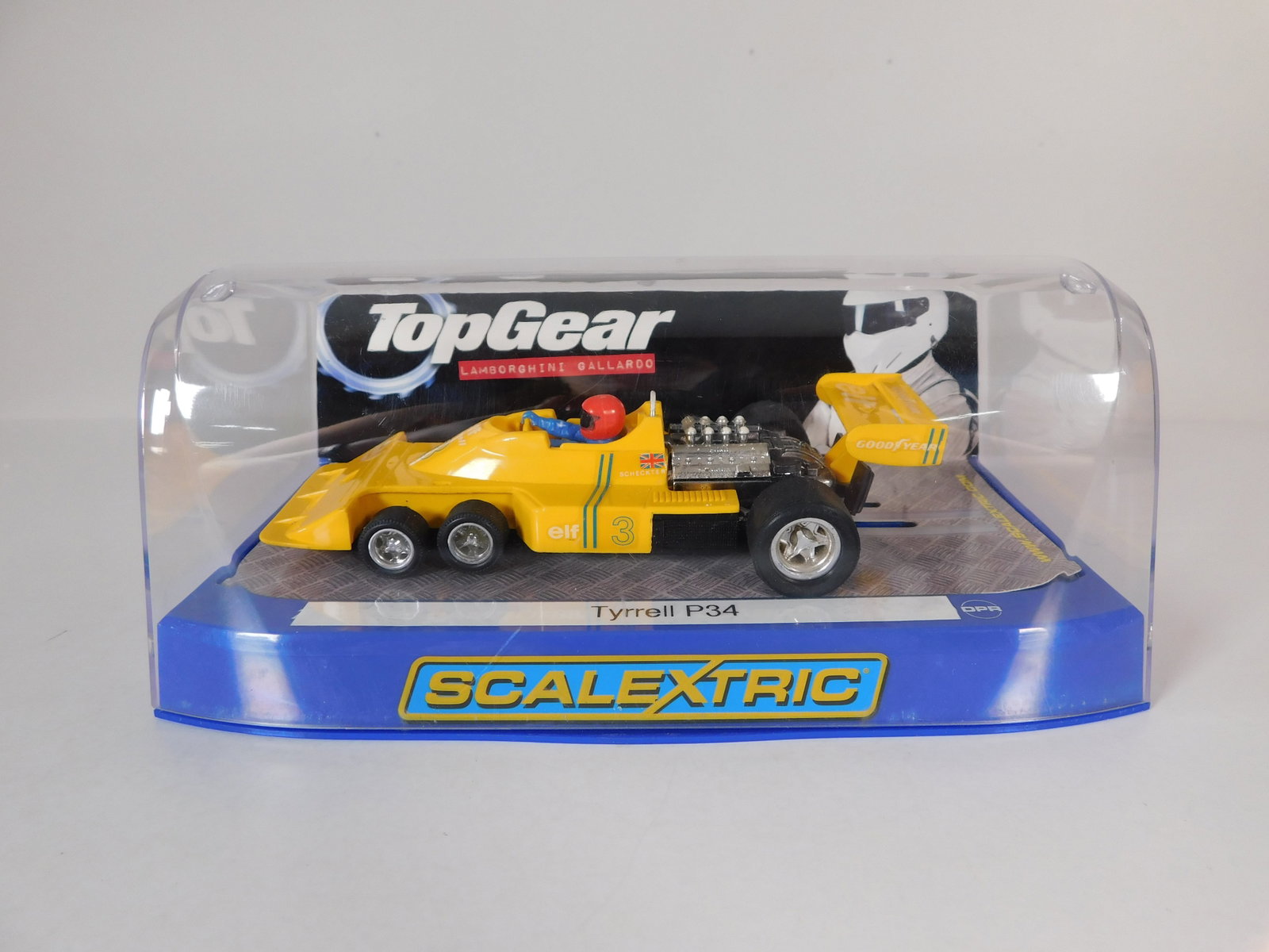 Tyrrell P34 #3 Elf: Tyrrell P34 #3 Elf 1/32 Slot Car. Housed in unoriginal box.