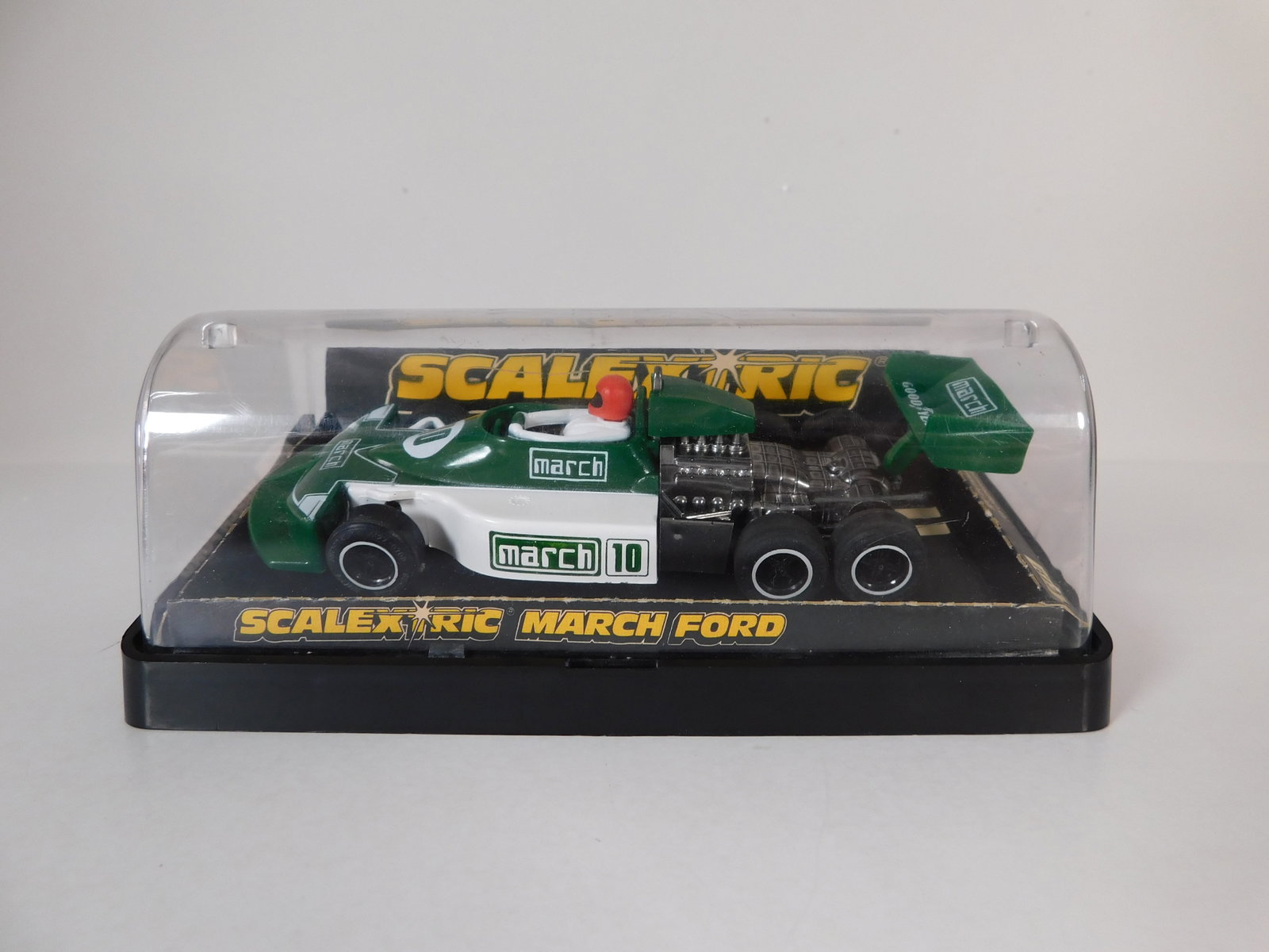 Scalextric March Ford #10: Scalextric March Ford #10 Goodyear 1/32 Slot Car. Reference #C.131, with original case. Weight: 6.3 oz.