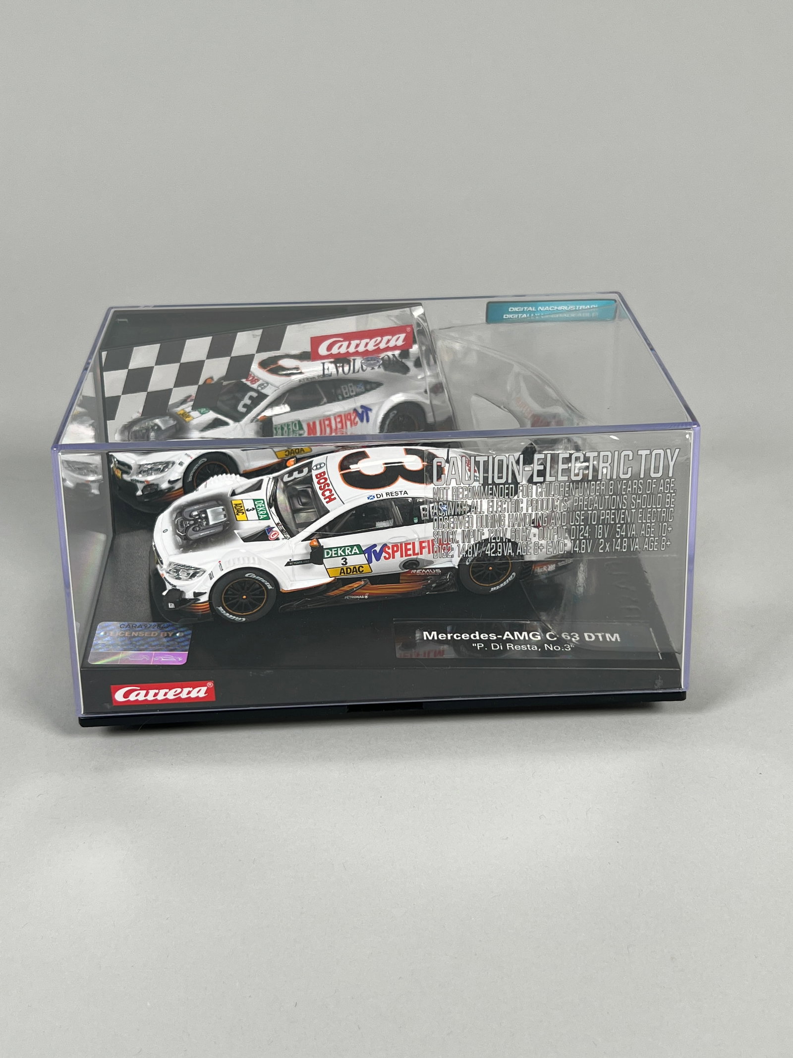 Carrera Evolution Mercedes-AMG C 63 DTM #3: Carrera Evolution Mercedes-AMG C63 DTM P. Di Resta #3 Bosch 1/32 Slot Car. Digitally Upgradeable. Weight: 15oz.
