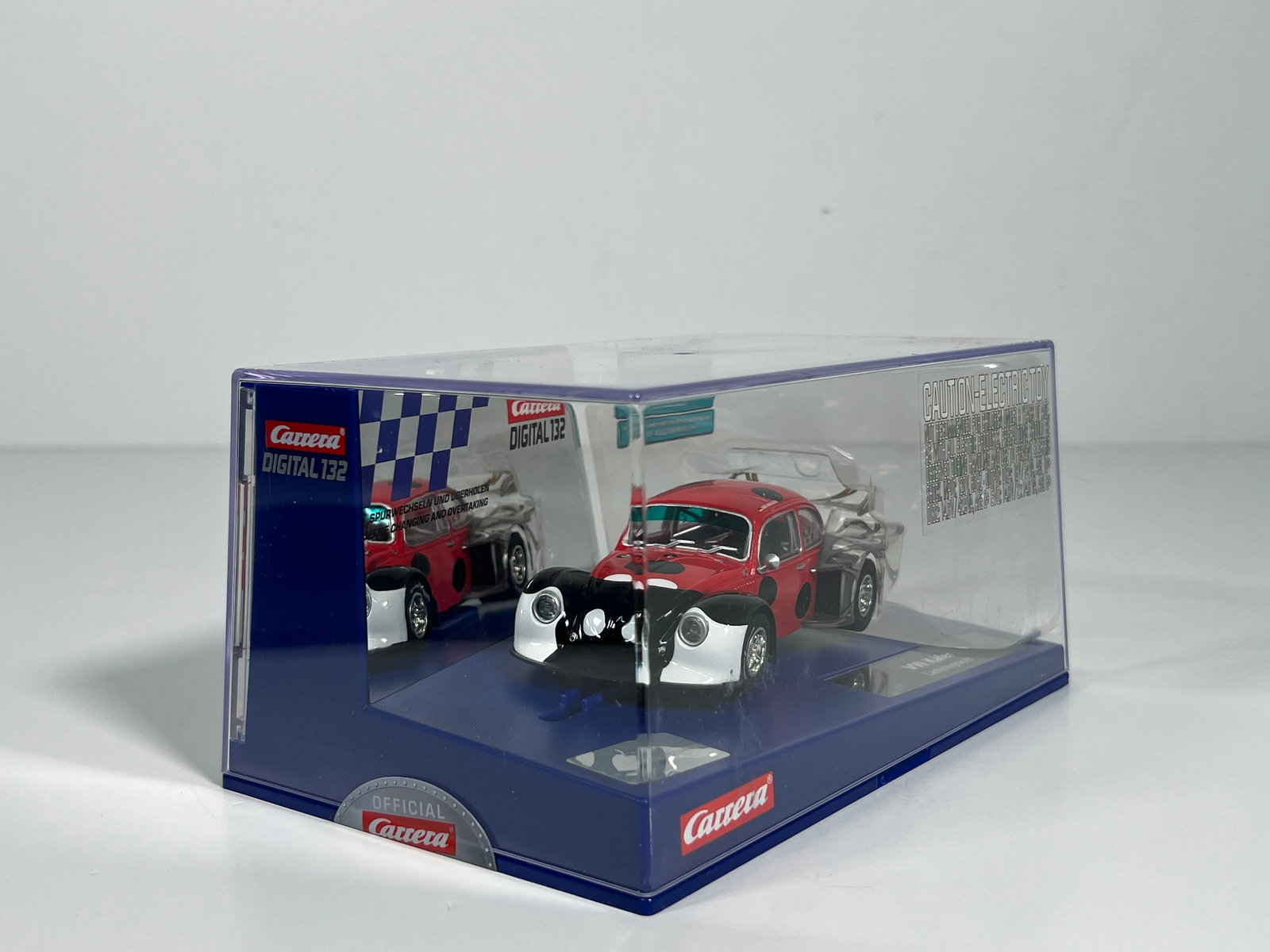 Carrera Digital 132 VW Kafer Ladybugracer: Carrera Digital 132 VW Kafer Ladybugracer 1/32 Slot Car, with original case. Dimensions approximately 4 x 8 inches. Weight: 15oz.