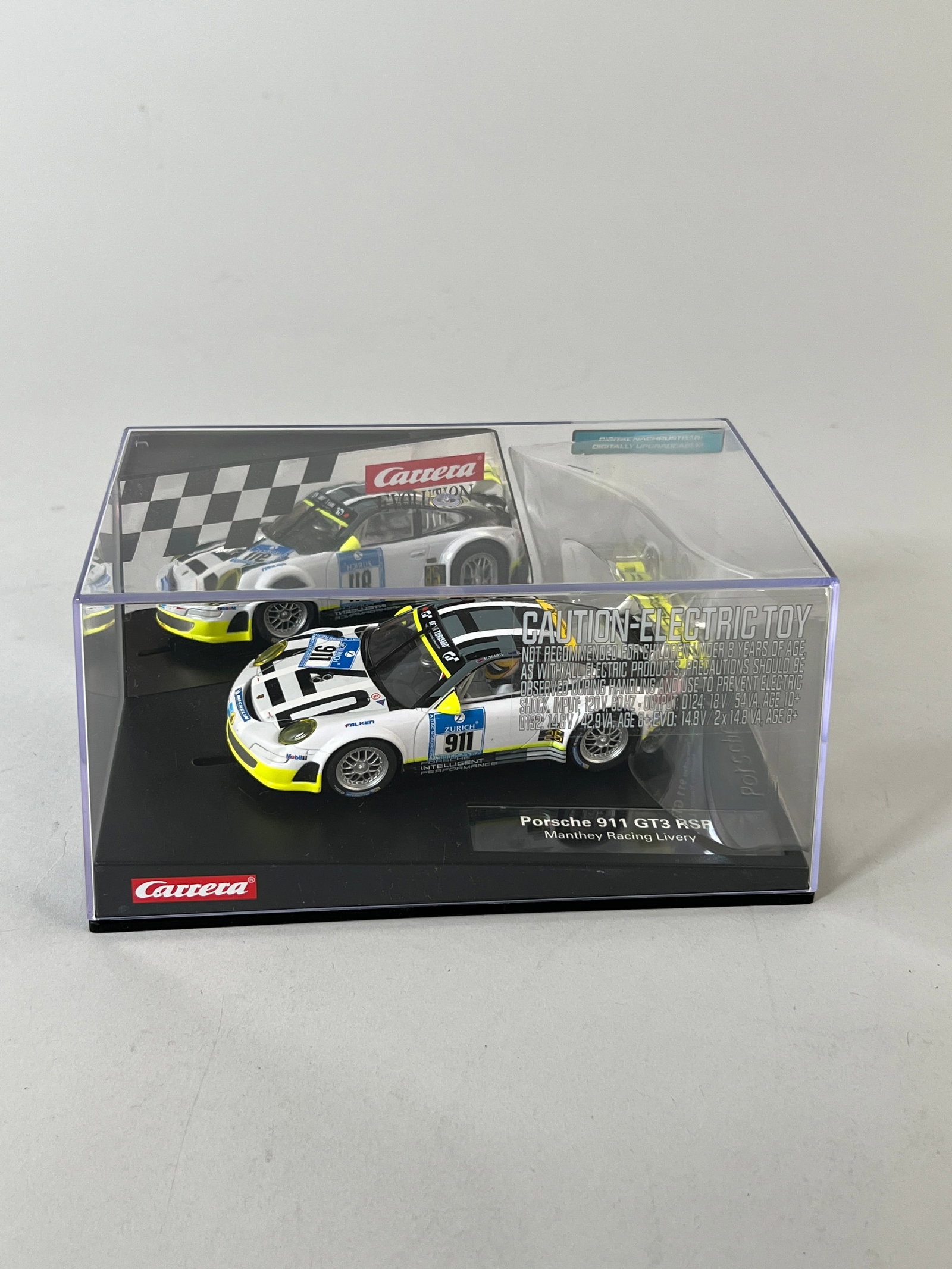 Carrera Evolution Porsche 911 GT3-R #911: Carrera Evolution Porsche 911 GT3-R #911 1/32 slot car, in original case. Weight: 16 oz. Dimensions: 4.75'' x 7.75'' x 4.75''. Digitally upgradeable.